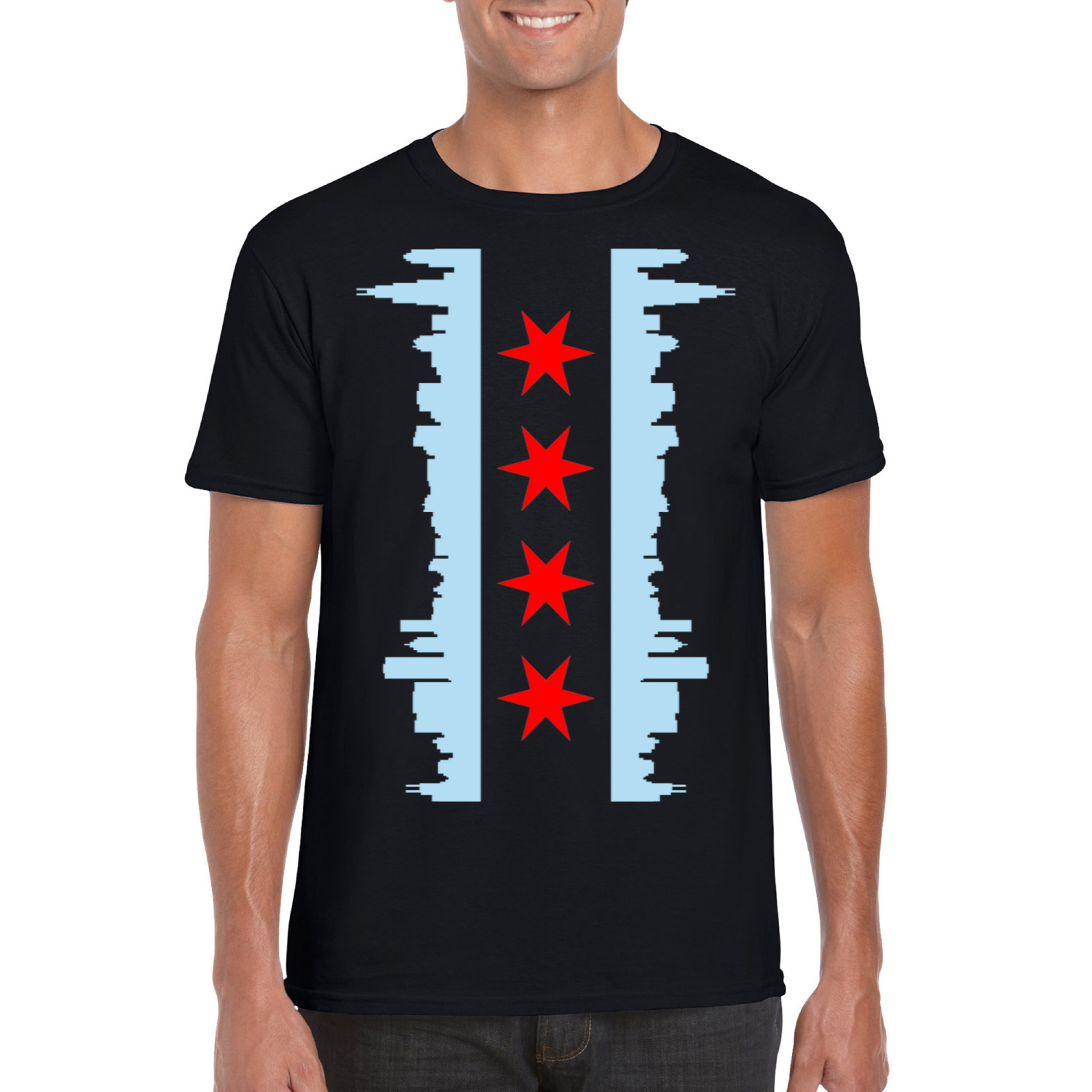 Chicago Vertical Skyline Flag T-Shirt