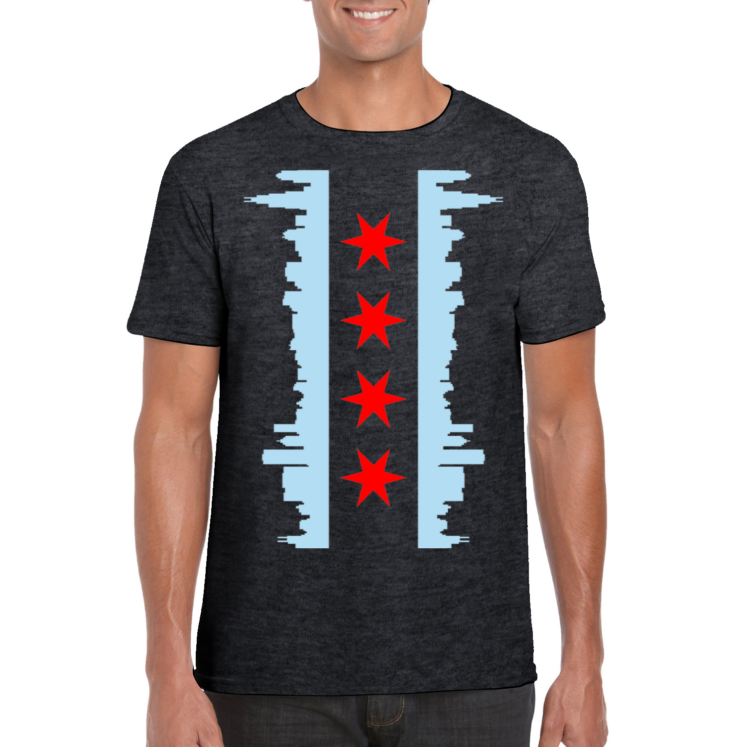 Chicago Vertical Skyline Flag T-Shirt