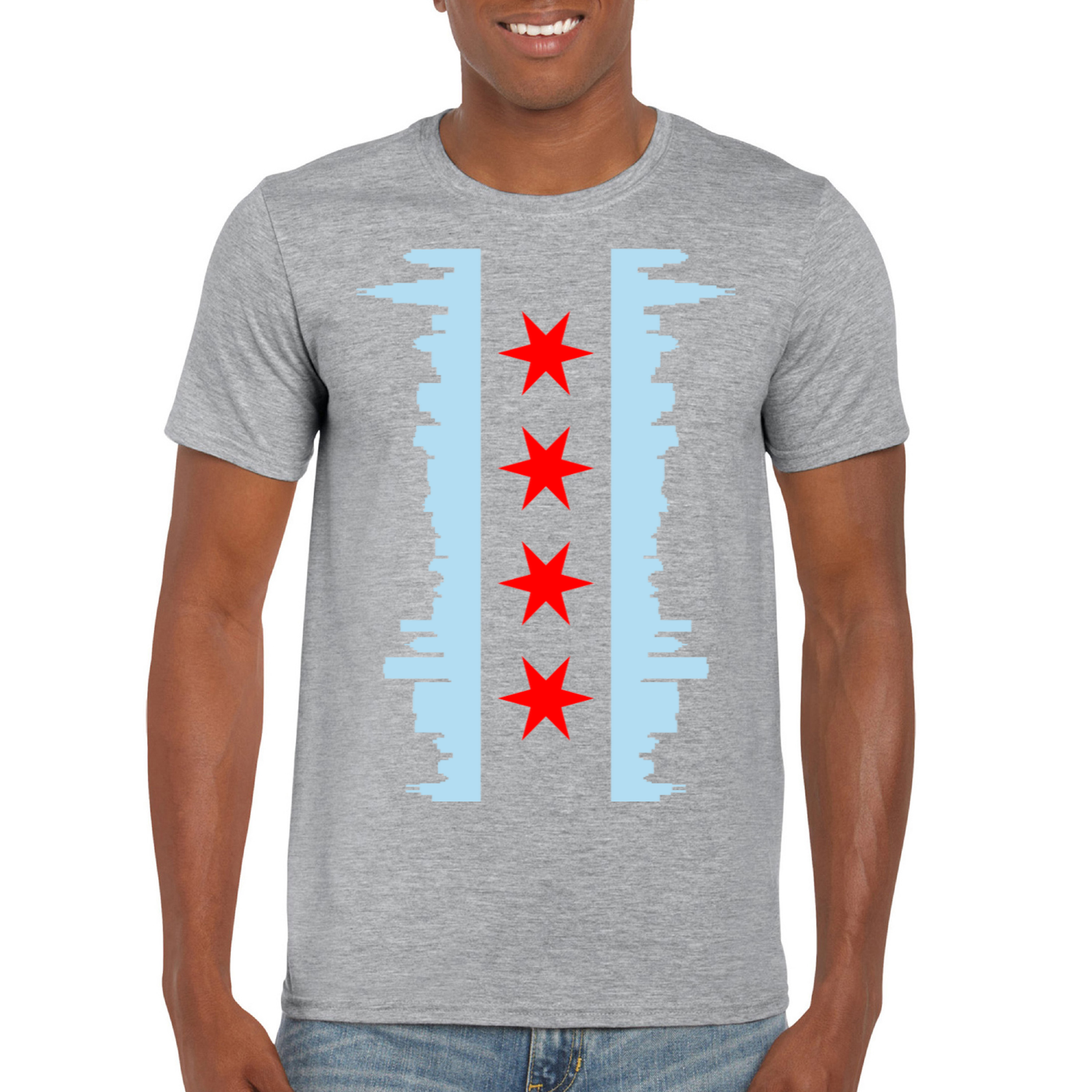 Chicago Vertical Skyline Flag T-Shirt