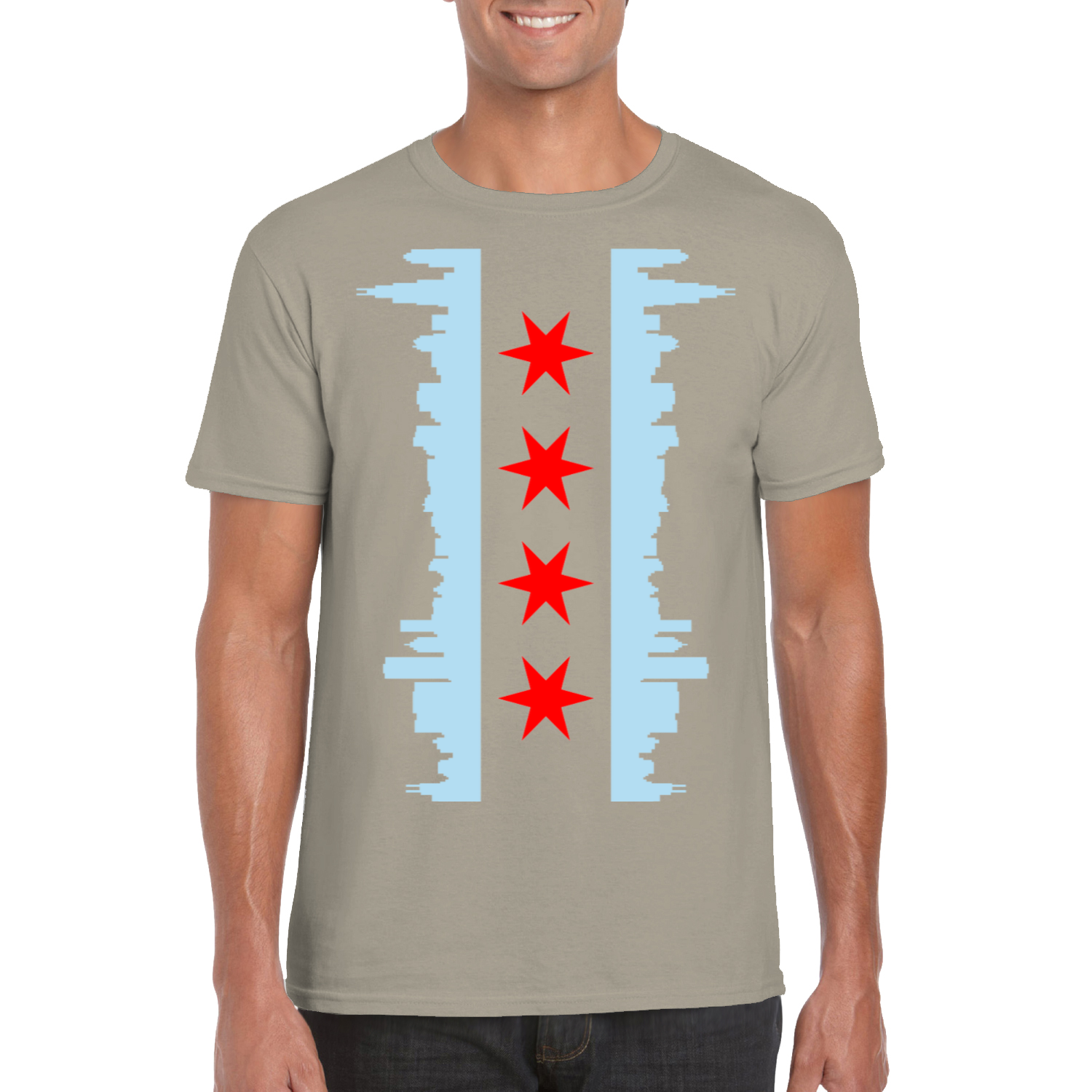 Chicago Vertical Skyline Flag T-Shirt