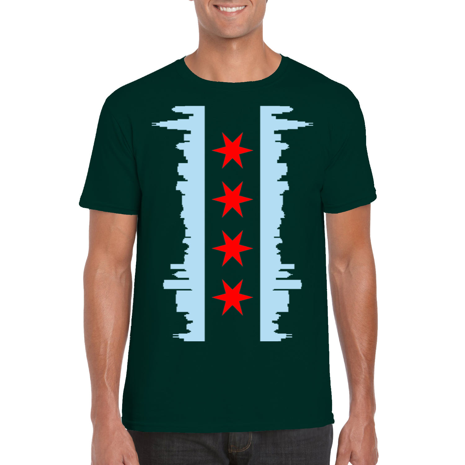 Chicago Vertical Skyline Flag T-Shirt