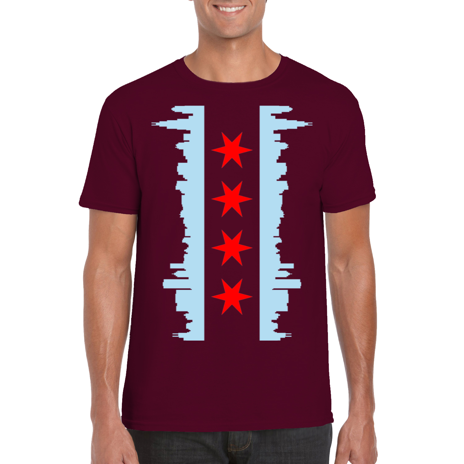 Chicago Vertical Skyline Flag T-Shirt