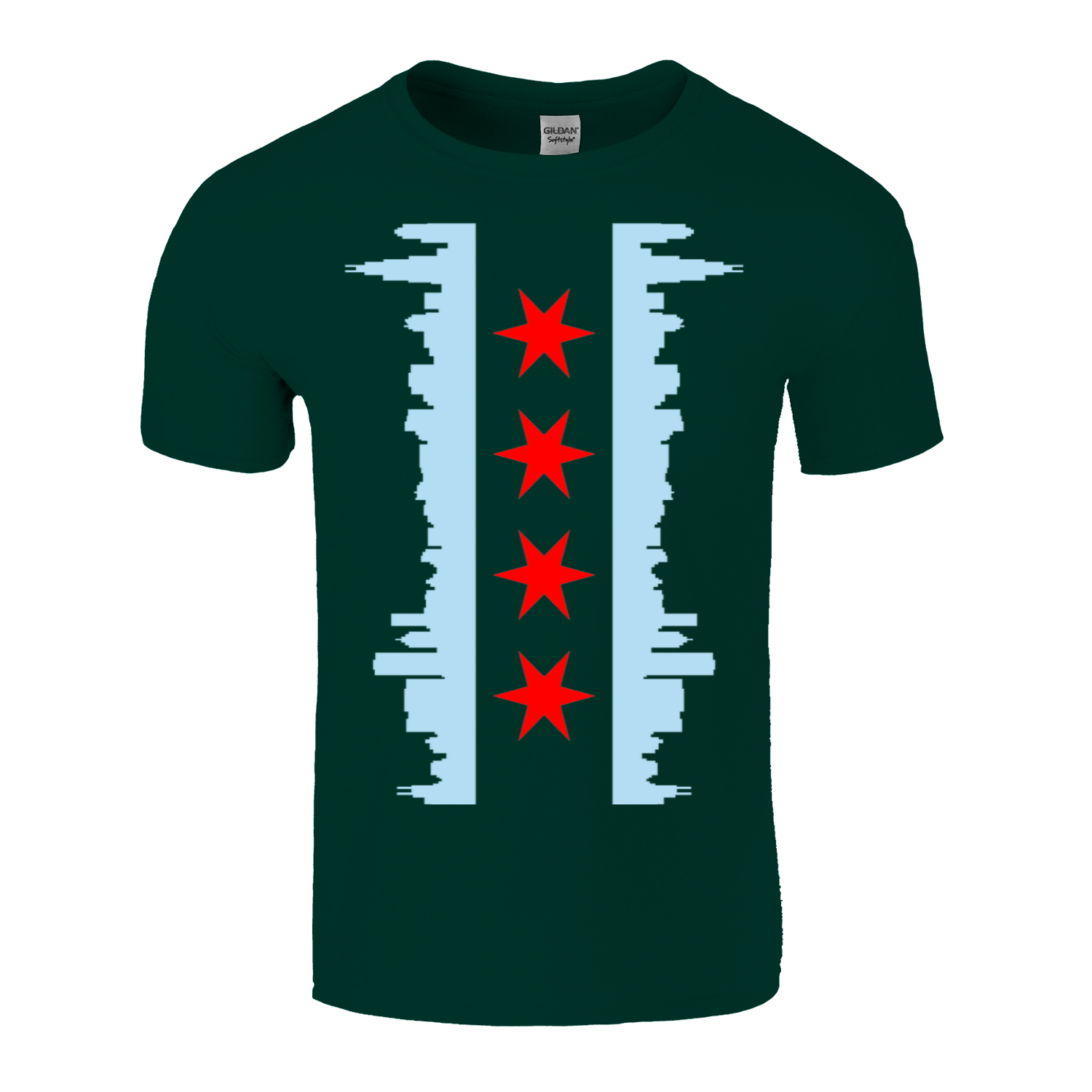 Chicago Vertical Skyline Flag T-Shirt