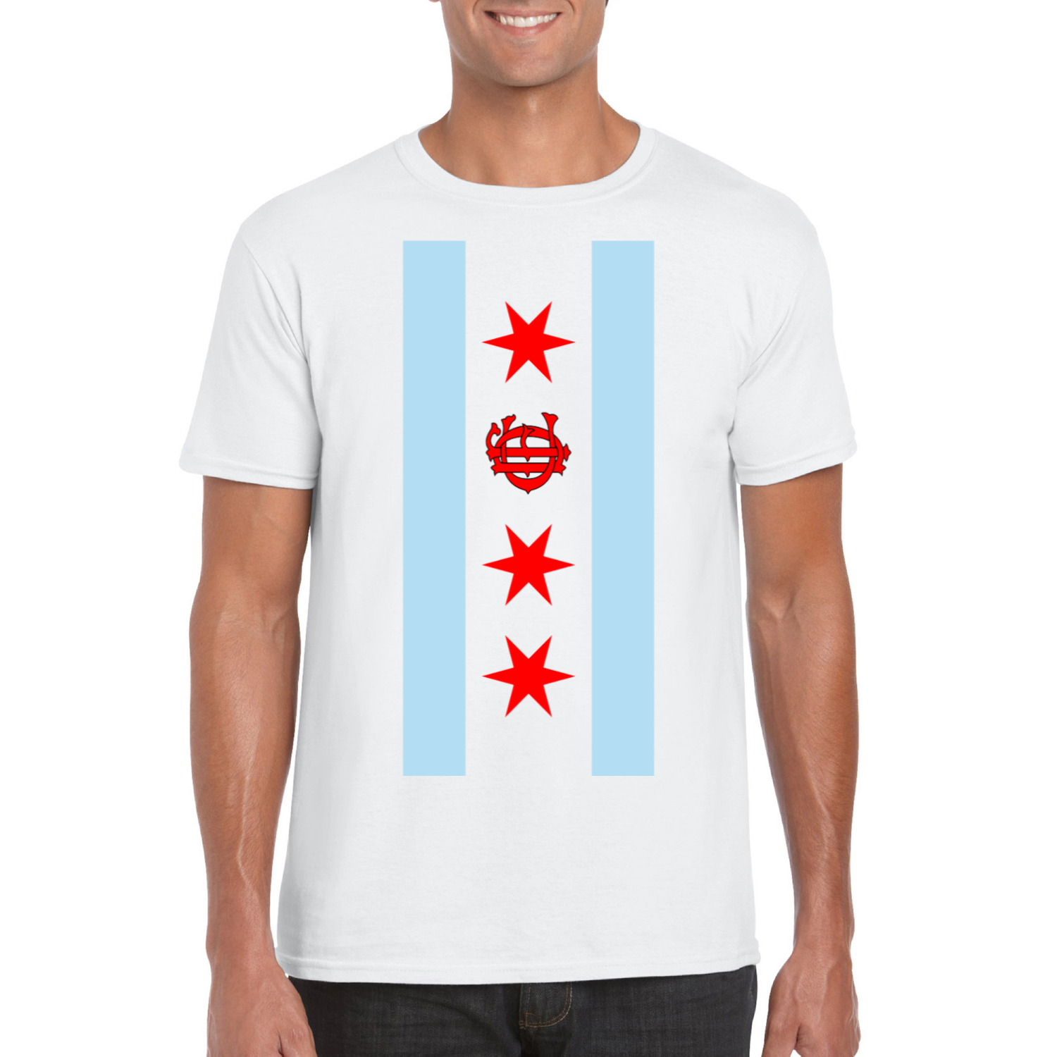 Chicago FD/EMT Vertical Flag T-Shirt