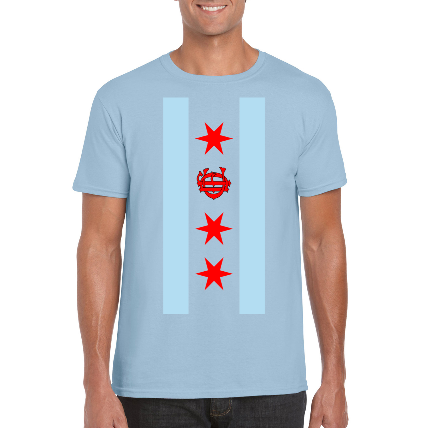 Chicago FD/EMT Vertical Flag T-Shirt
