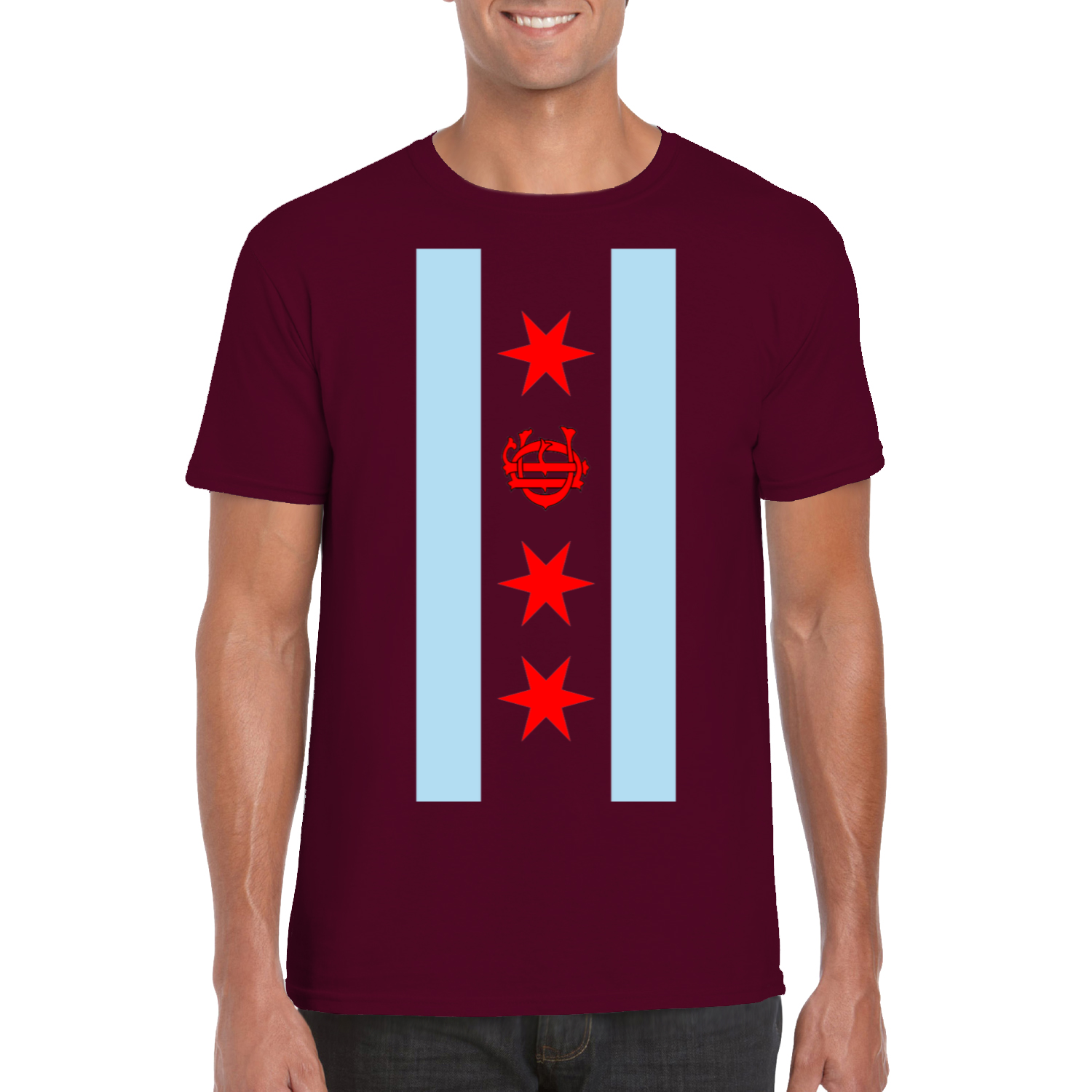 Chicago FD/EMT Vertical Flag T-Shirt