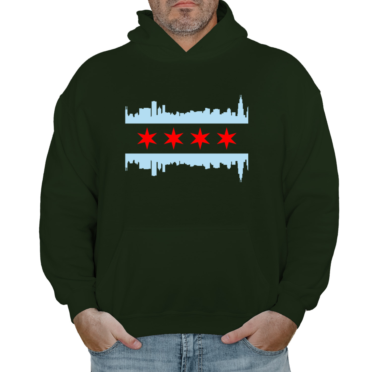 Chicago Skyline Flag Hoodie