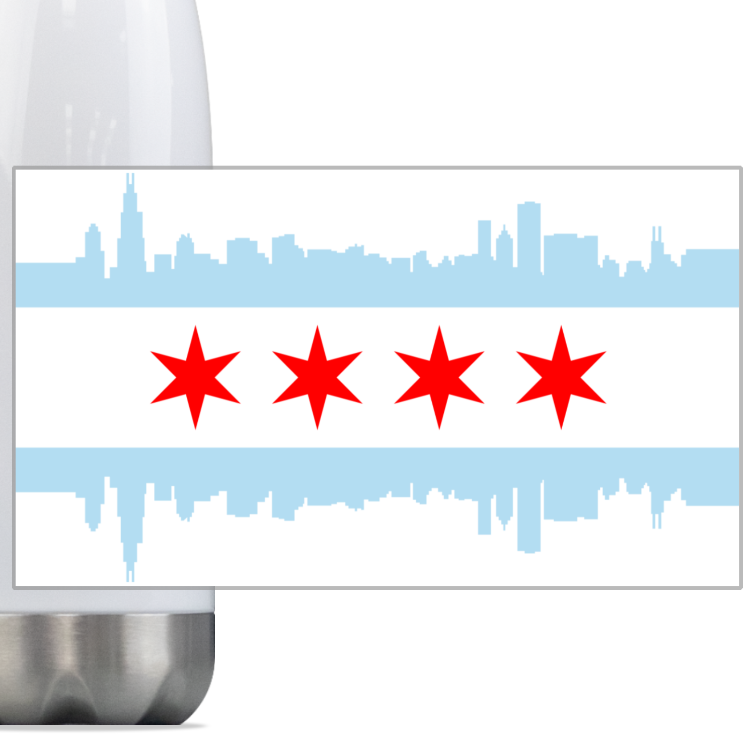 Chicago Skyline Flag Steel Slim Water Bottle