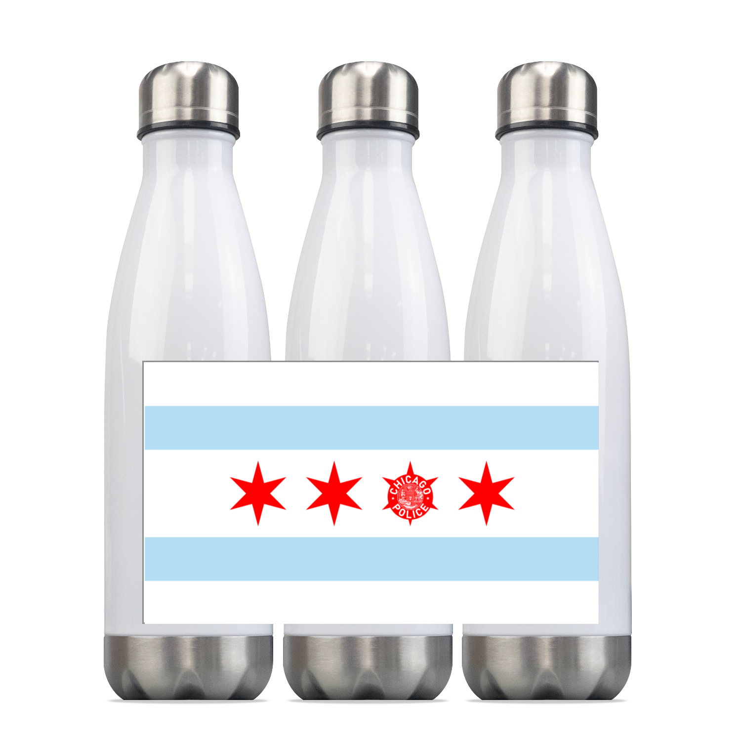 Chicago PD Flag Steel Slim Water Bottle