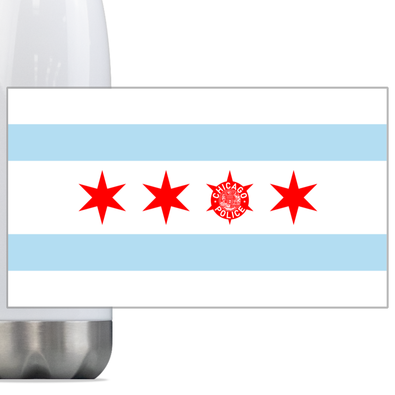Chicago PD Flag Steel Slim Water Bottle