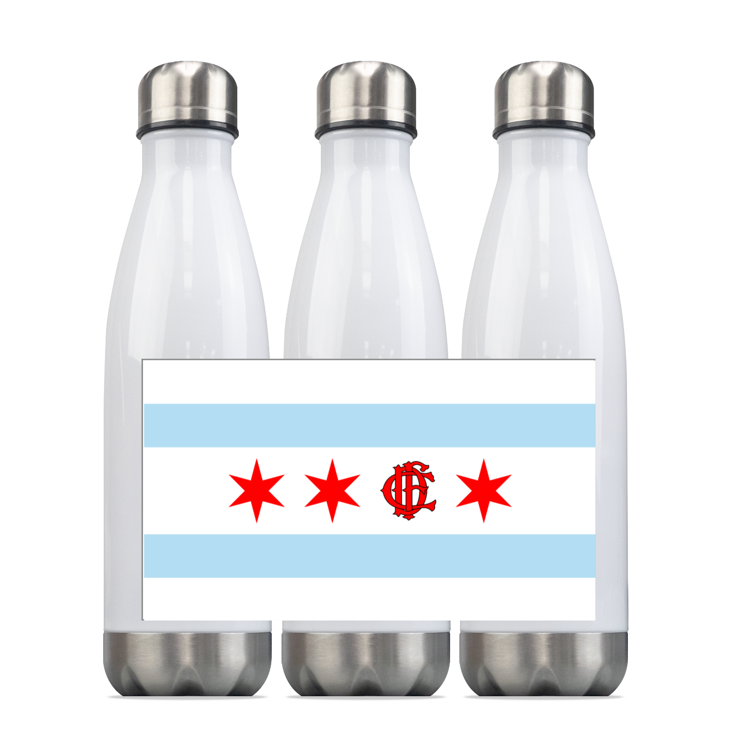 Chicago FD/EMT Flag Steel Slim Water Bottle