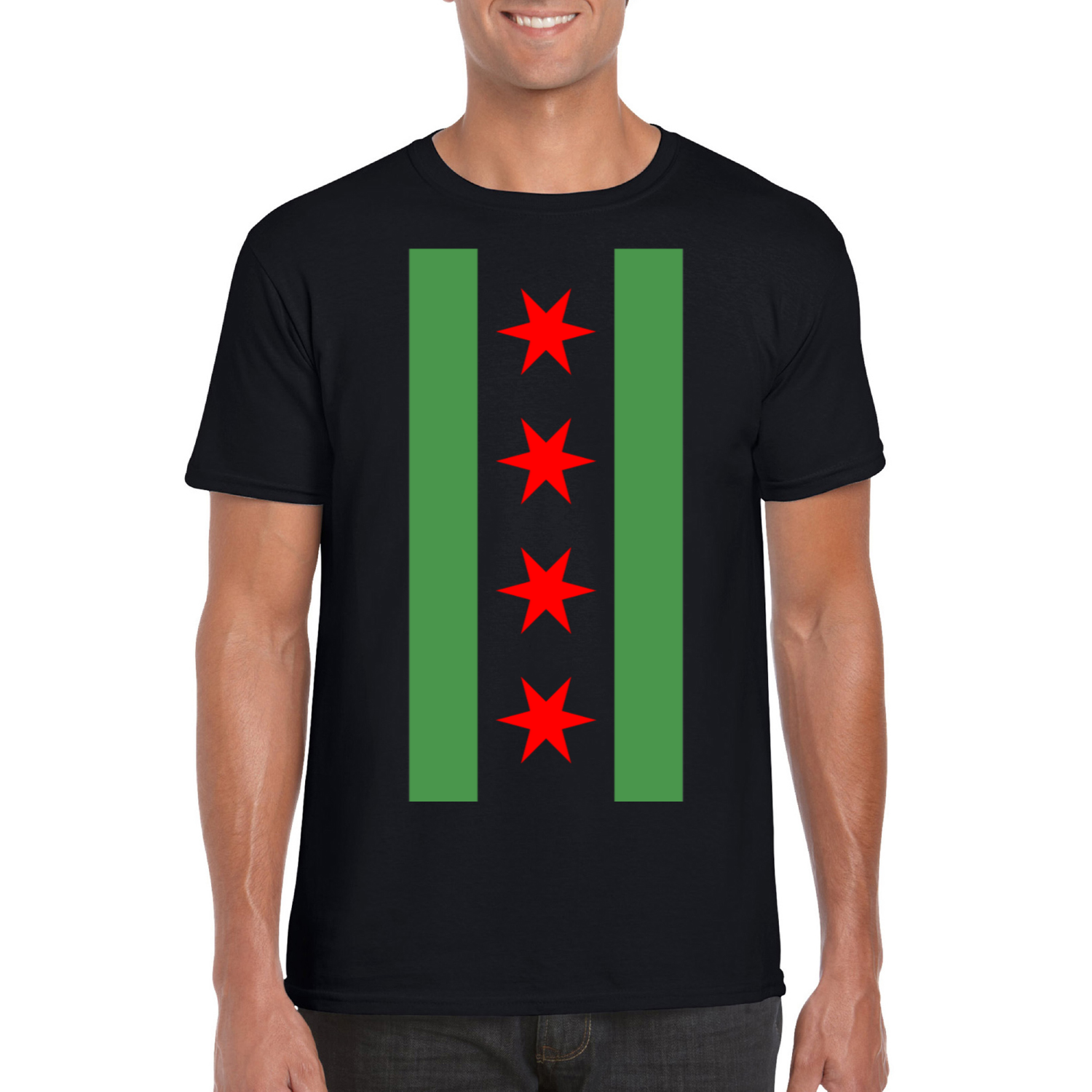 Chicago Flag Green River Vertical T-Shirt