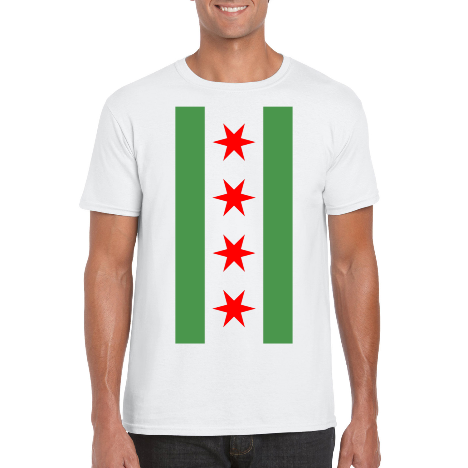 Chicago Flag Green River Vertical T-Shirt