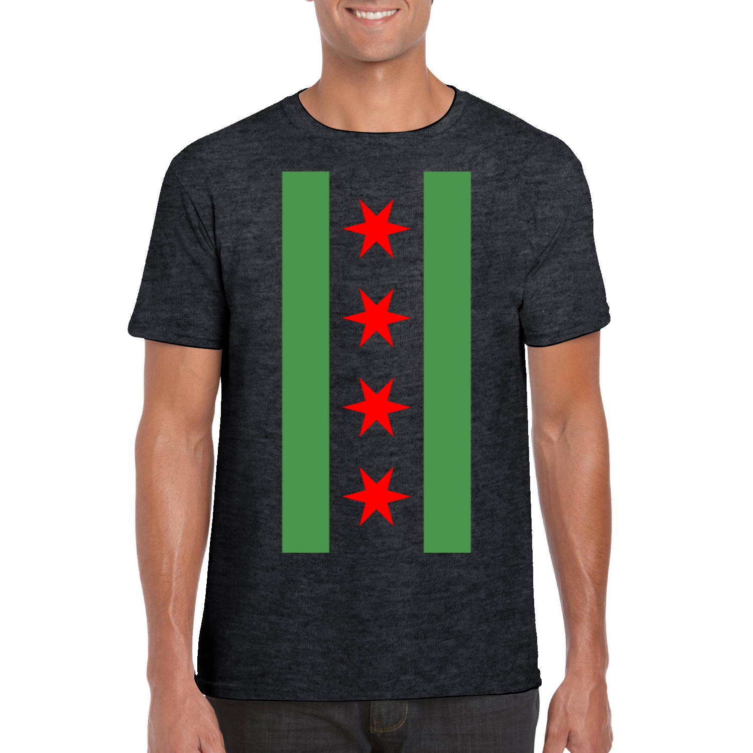 Chicago Flag Green River Vertical T-Shirt