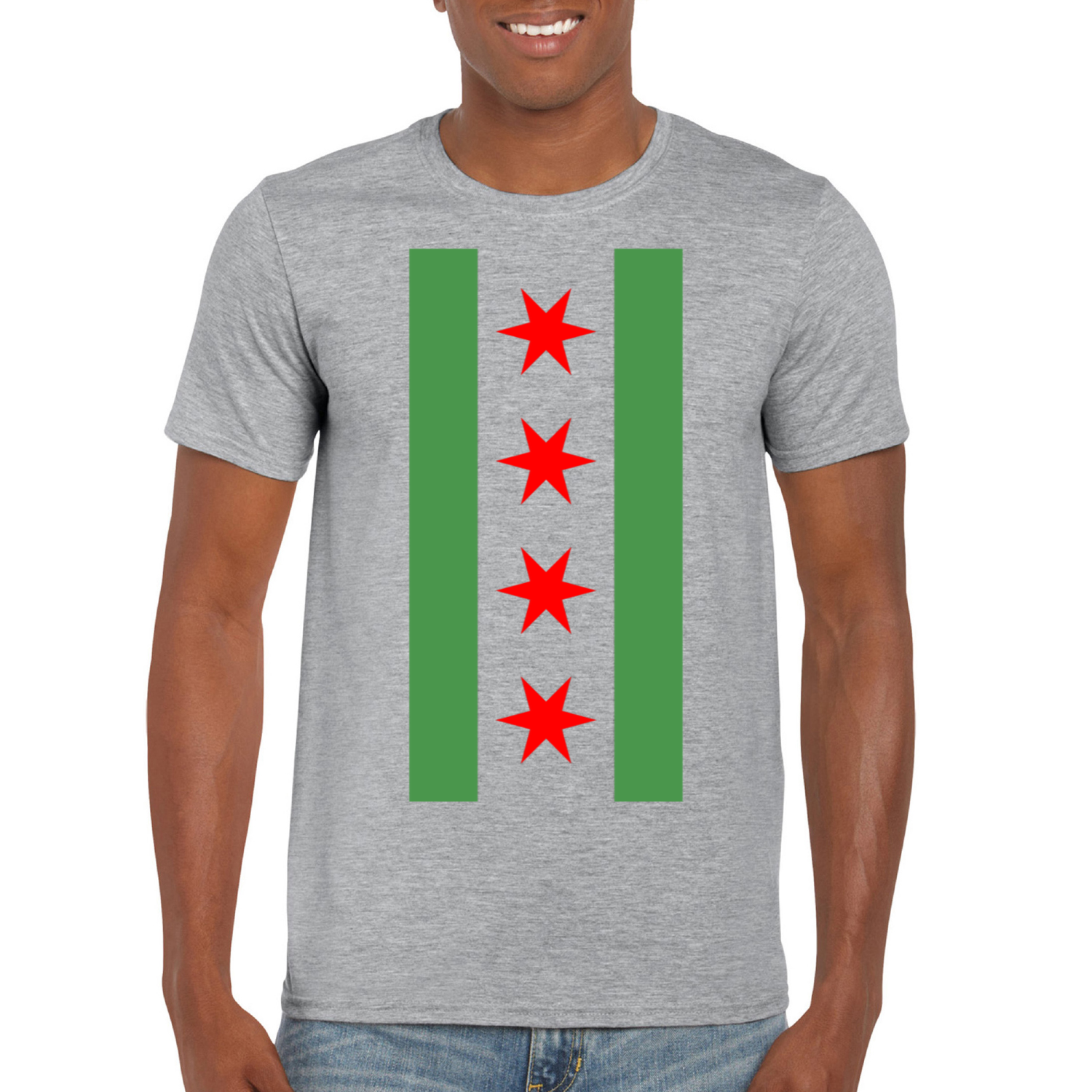 Chicago Flag Green River Vertical T-Shirt