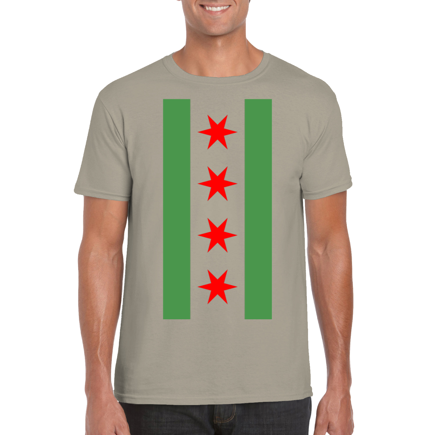 Chicago Flag Green River Vertical T-Shirt