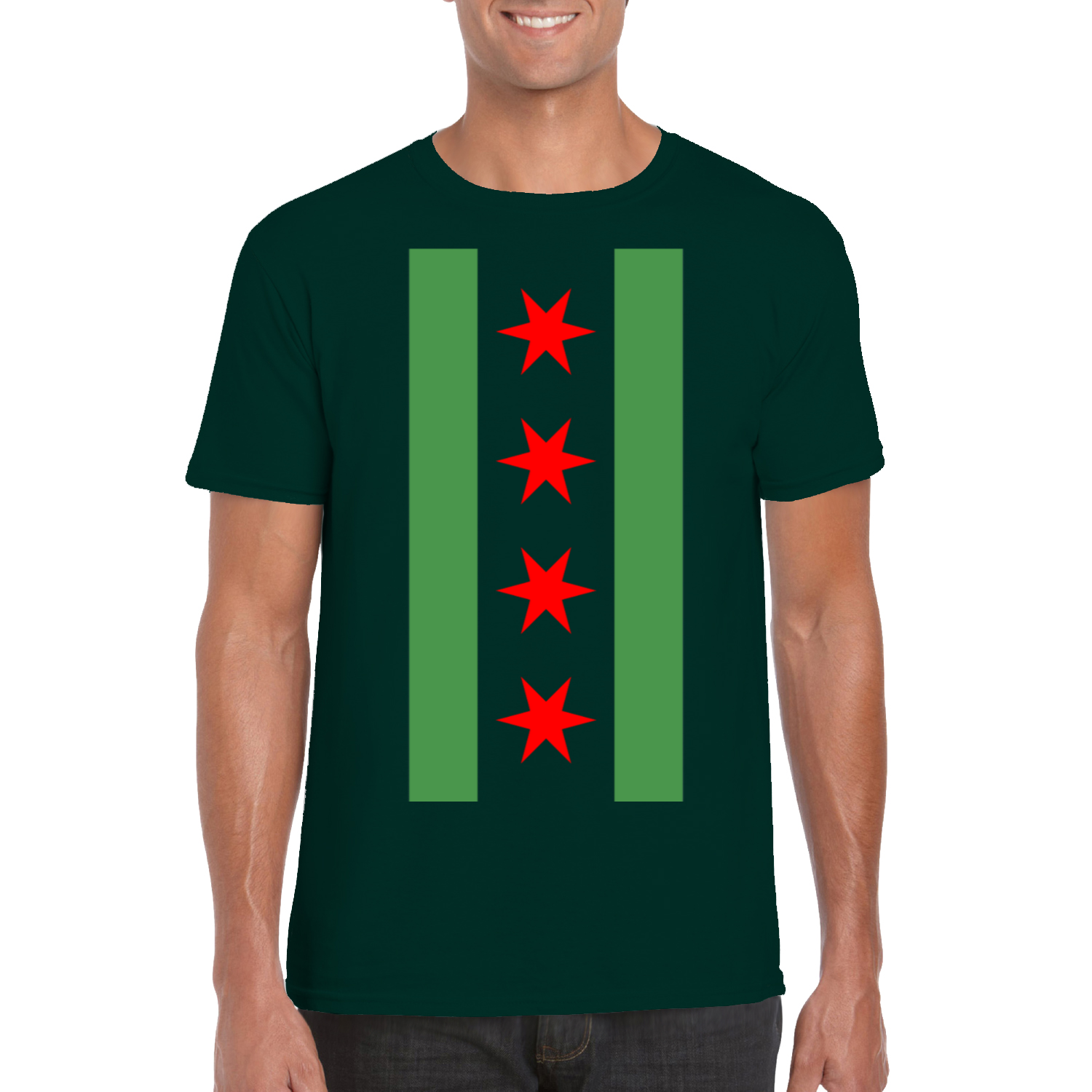 Chicago Flag Green River Vertical T-Shirt