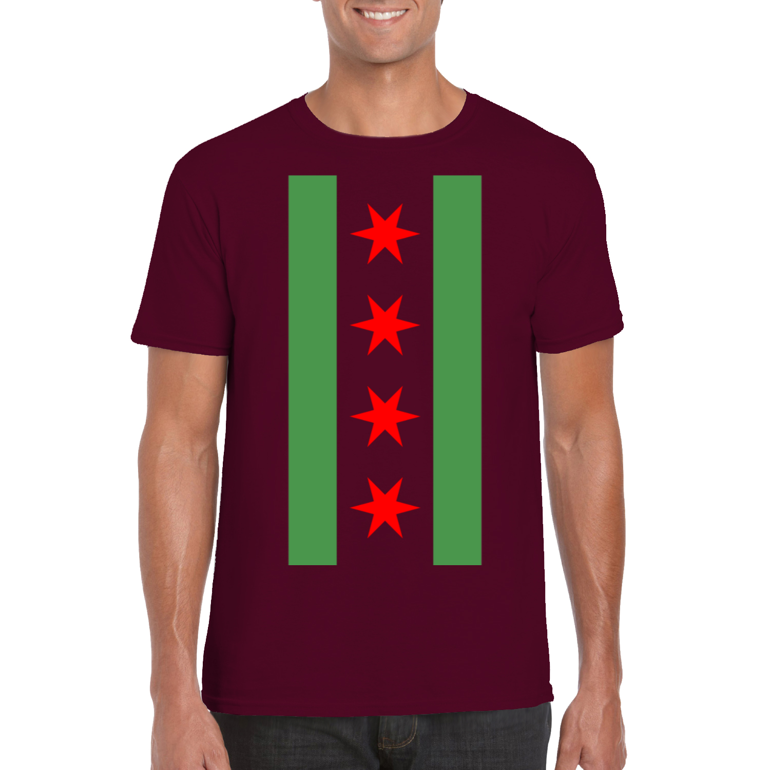 Chicago Flag Green River Vertical T-Shirt