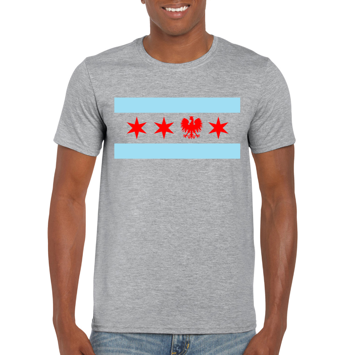 Chicago Flag Single Polish Eagle T-Shirt