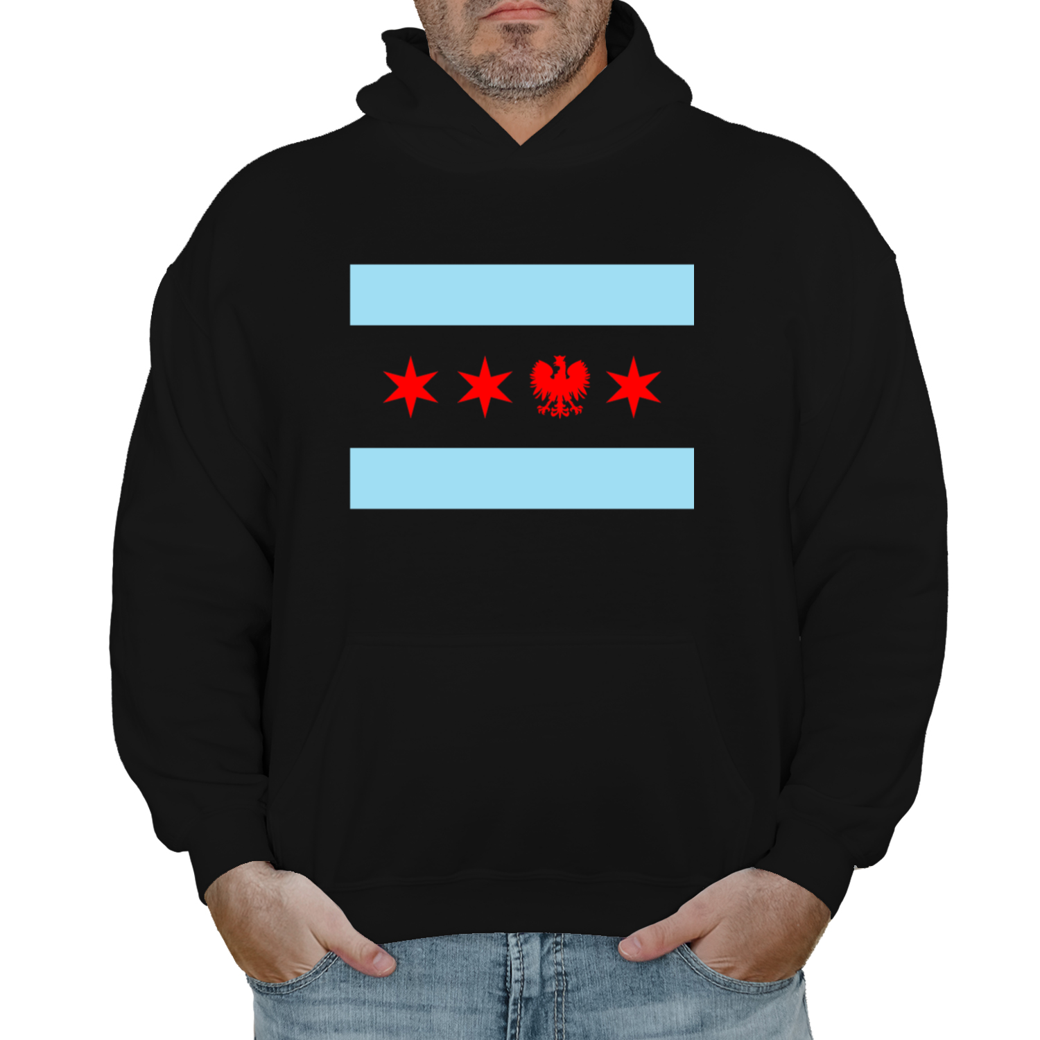 Chicago Flag Single Polish Eagle Hoodie