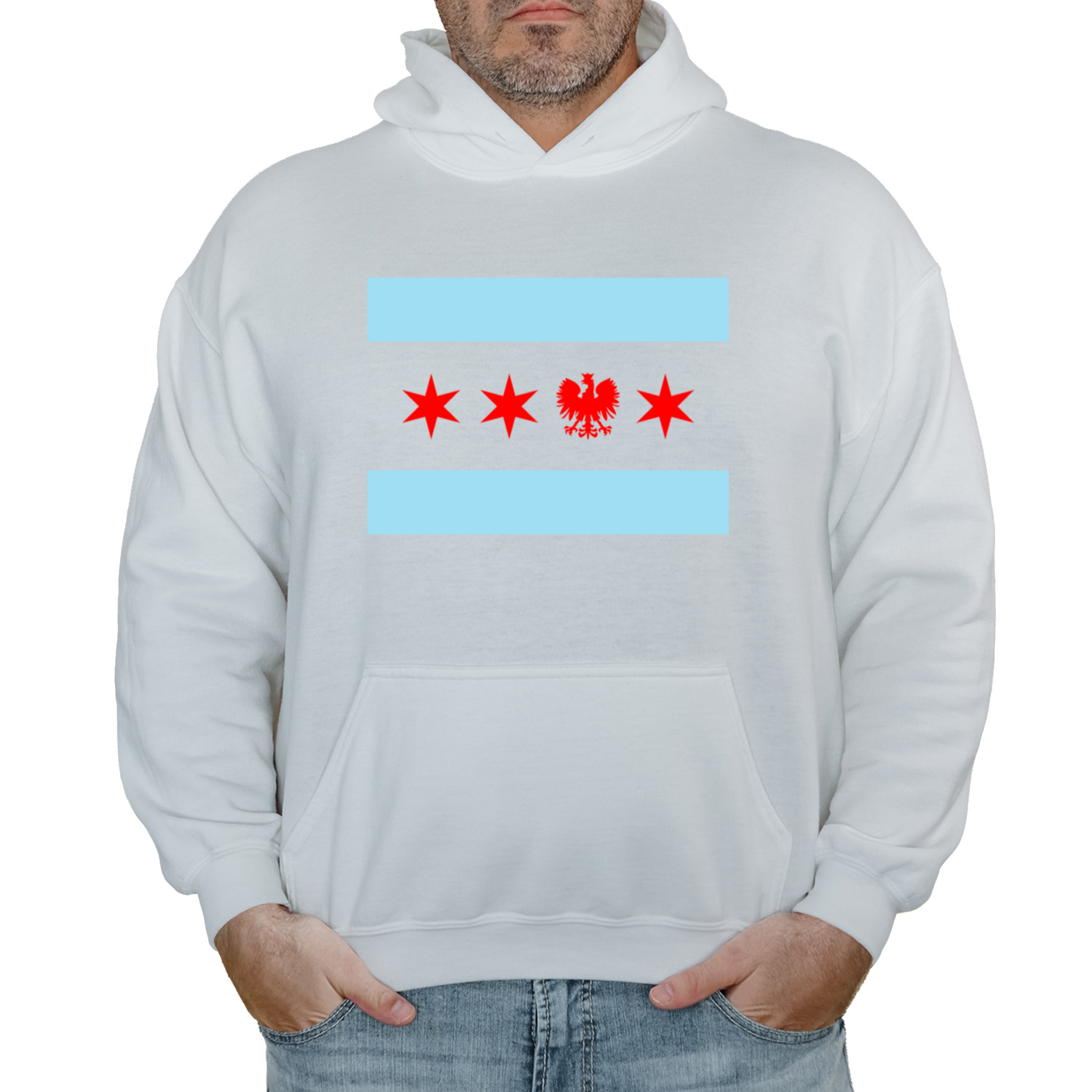 Chicago Flag Single Polish Eagle Hoodie