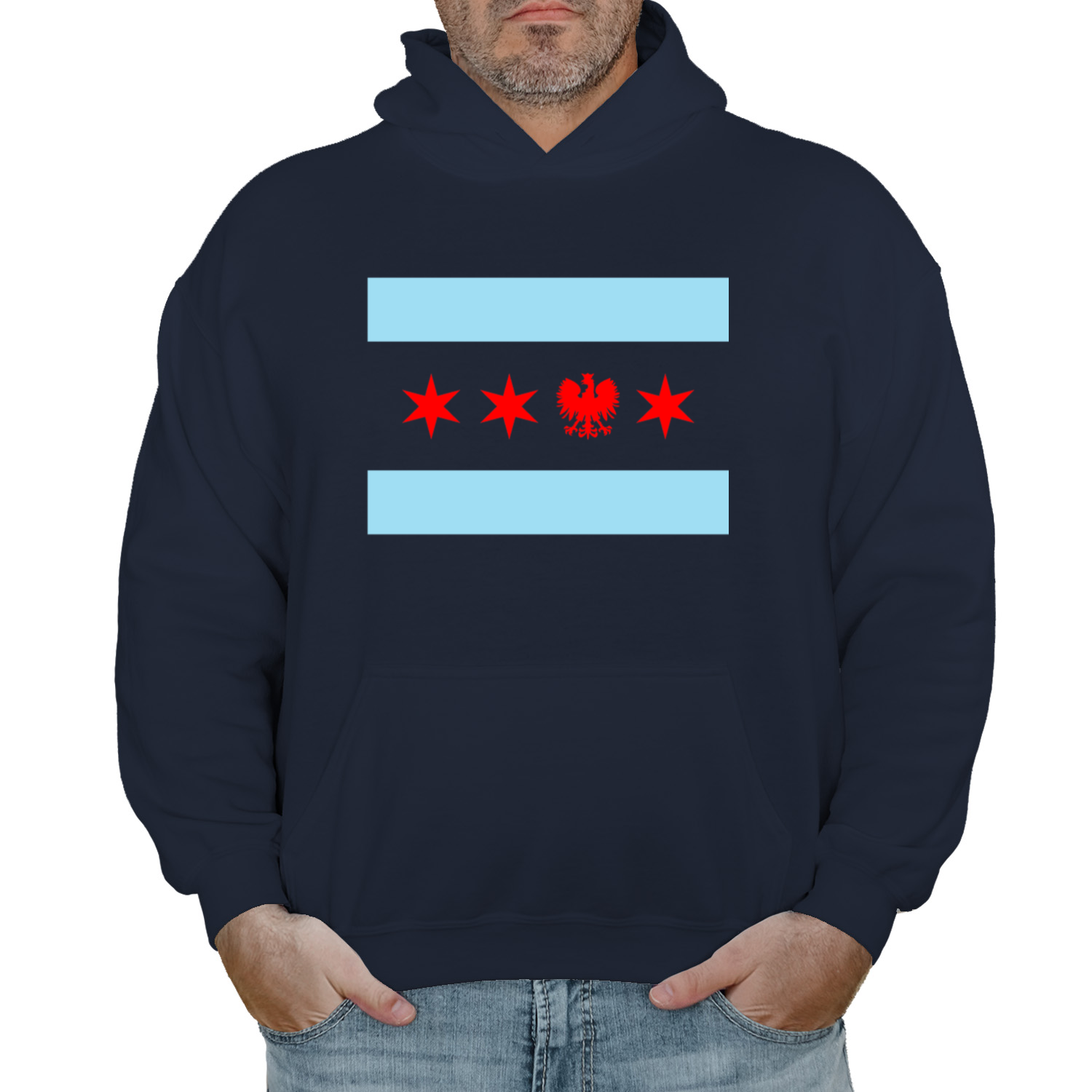 Chicago Flag Single Polish Eagle Hoodie