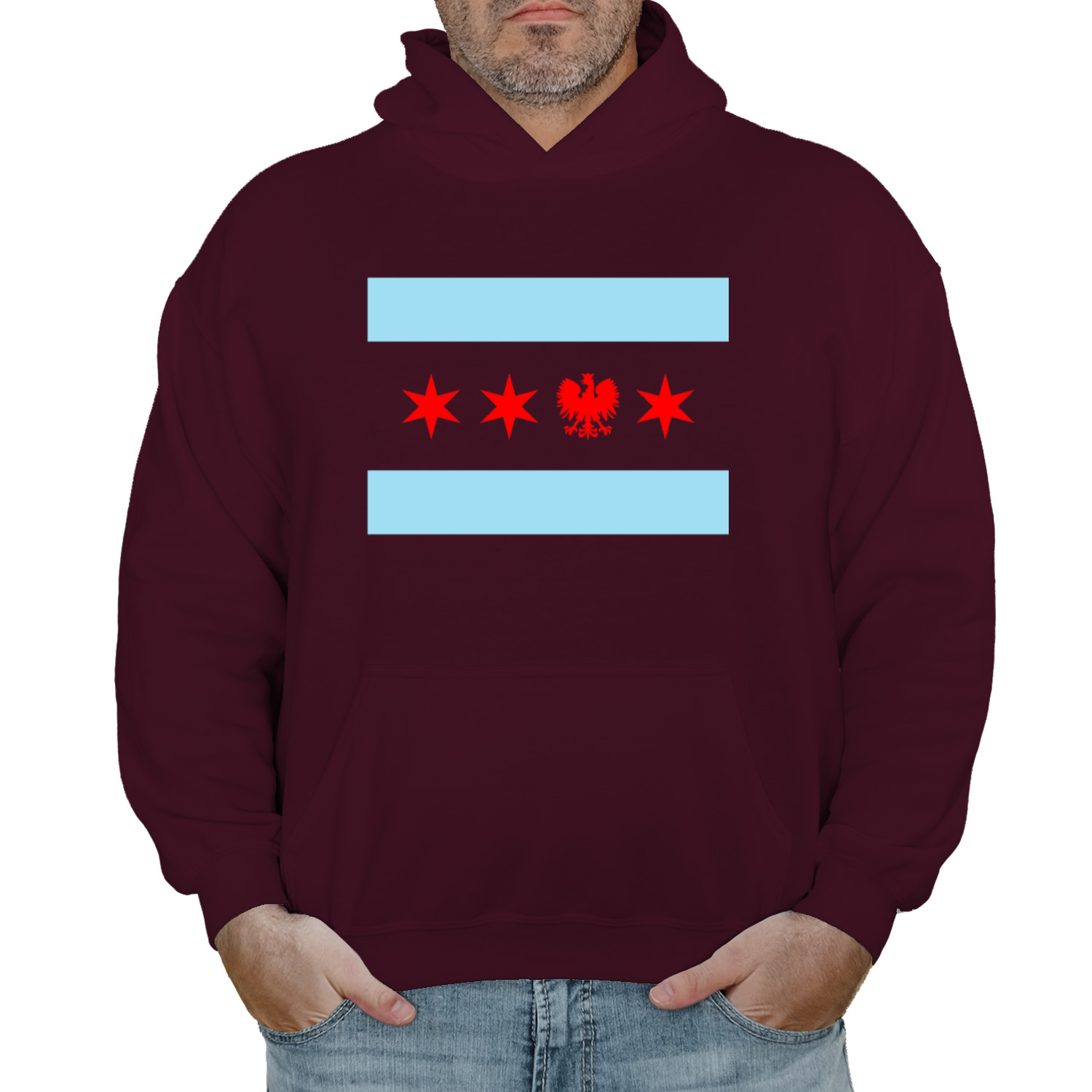 Chicago Flag Single Polish Eagle Hoodie