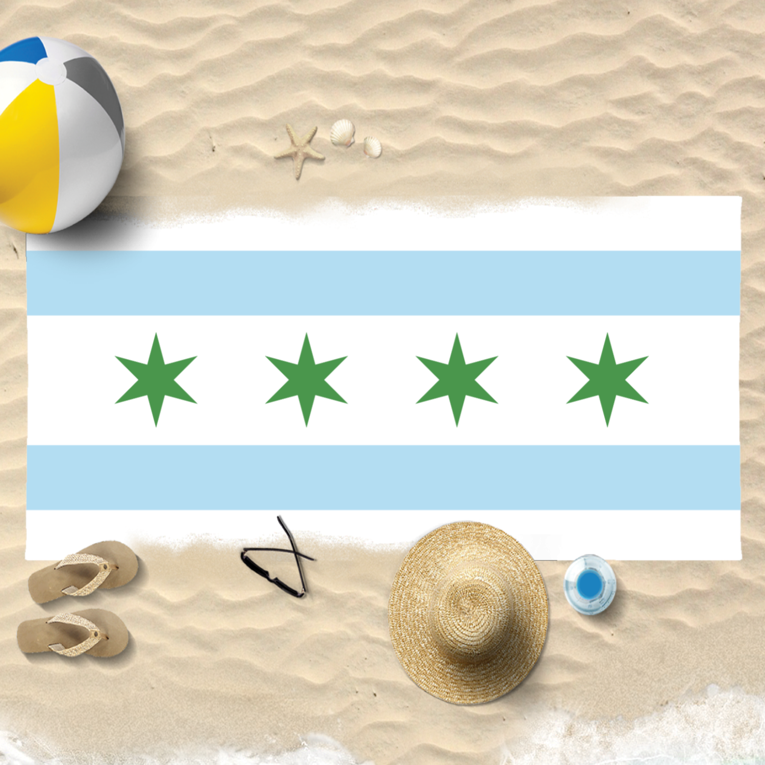 Chicago Flag St. Patty's Beach Towel