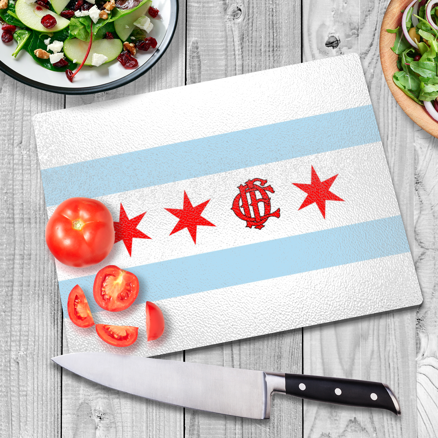 Chicago FD/EMT Flag Glass Cutting Board
