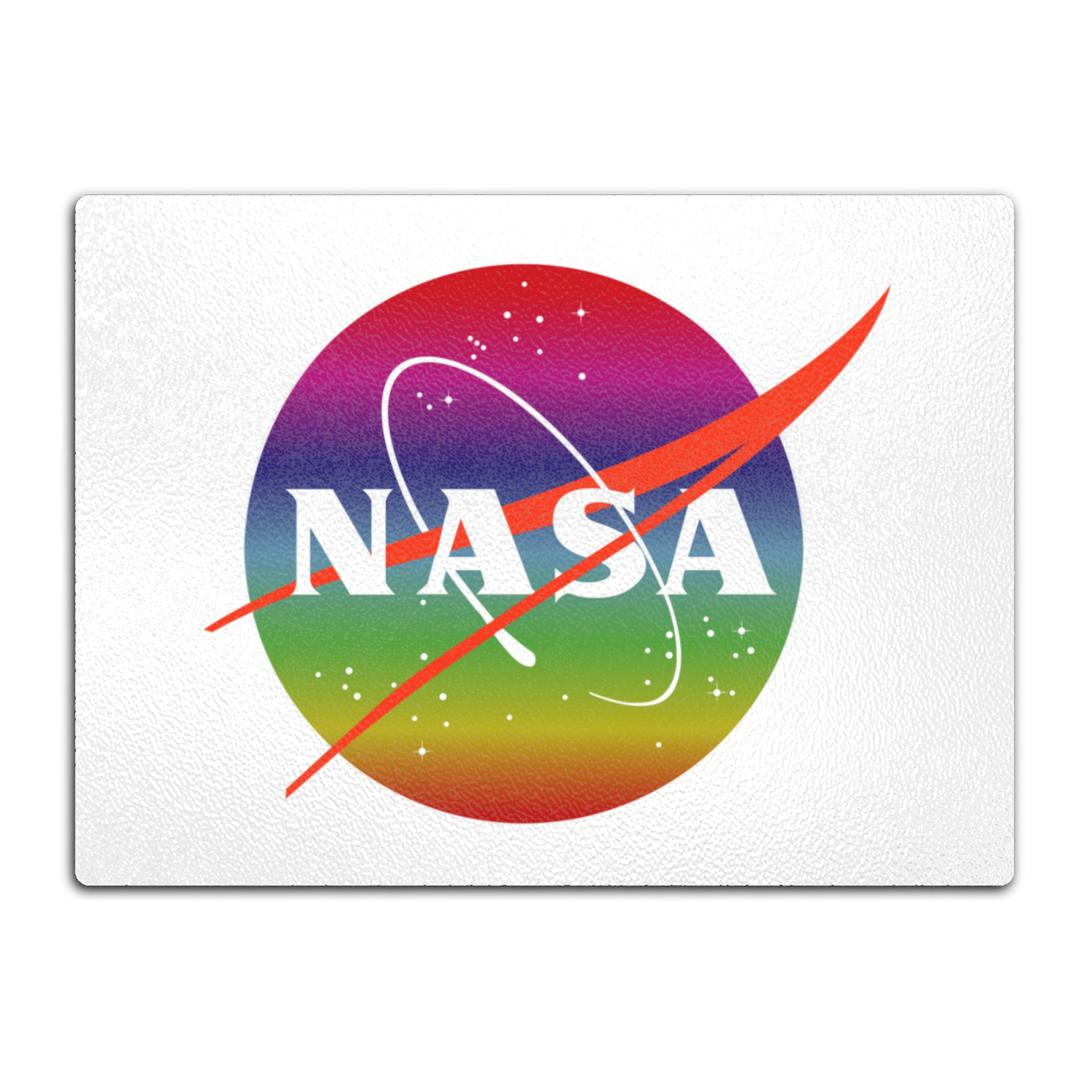 NASA Rainbow Logo Glass Cutting Board
