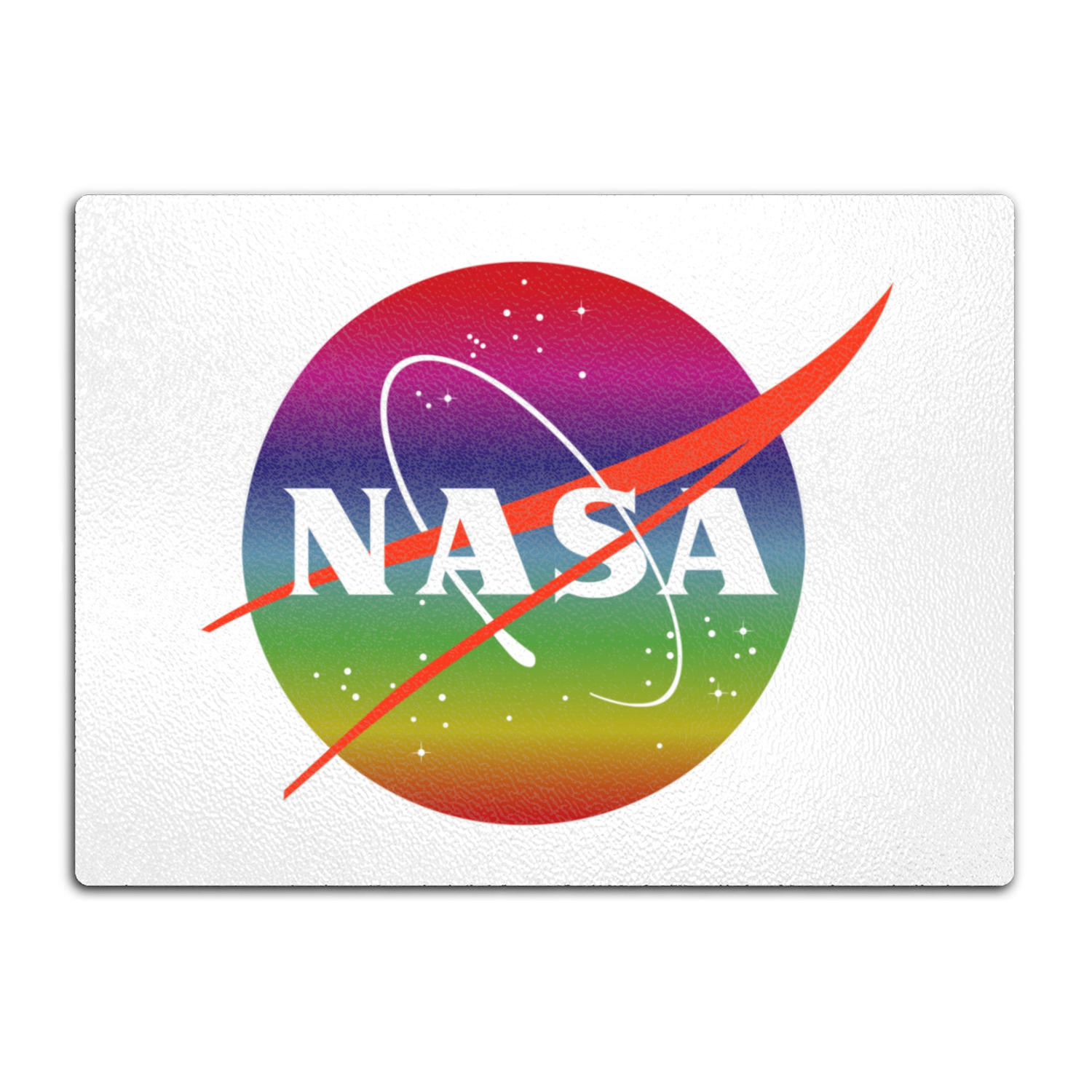 NASA Rainbow Logo Glass Cutting Board