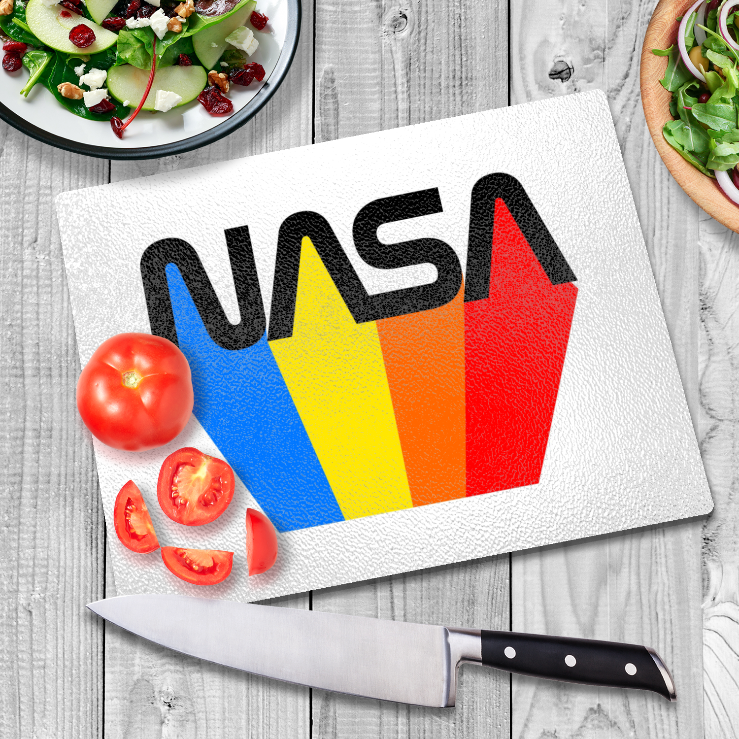 NASA 80's Retro Glass Cutting Board