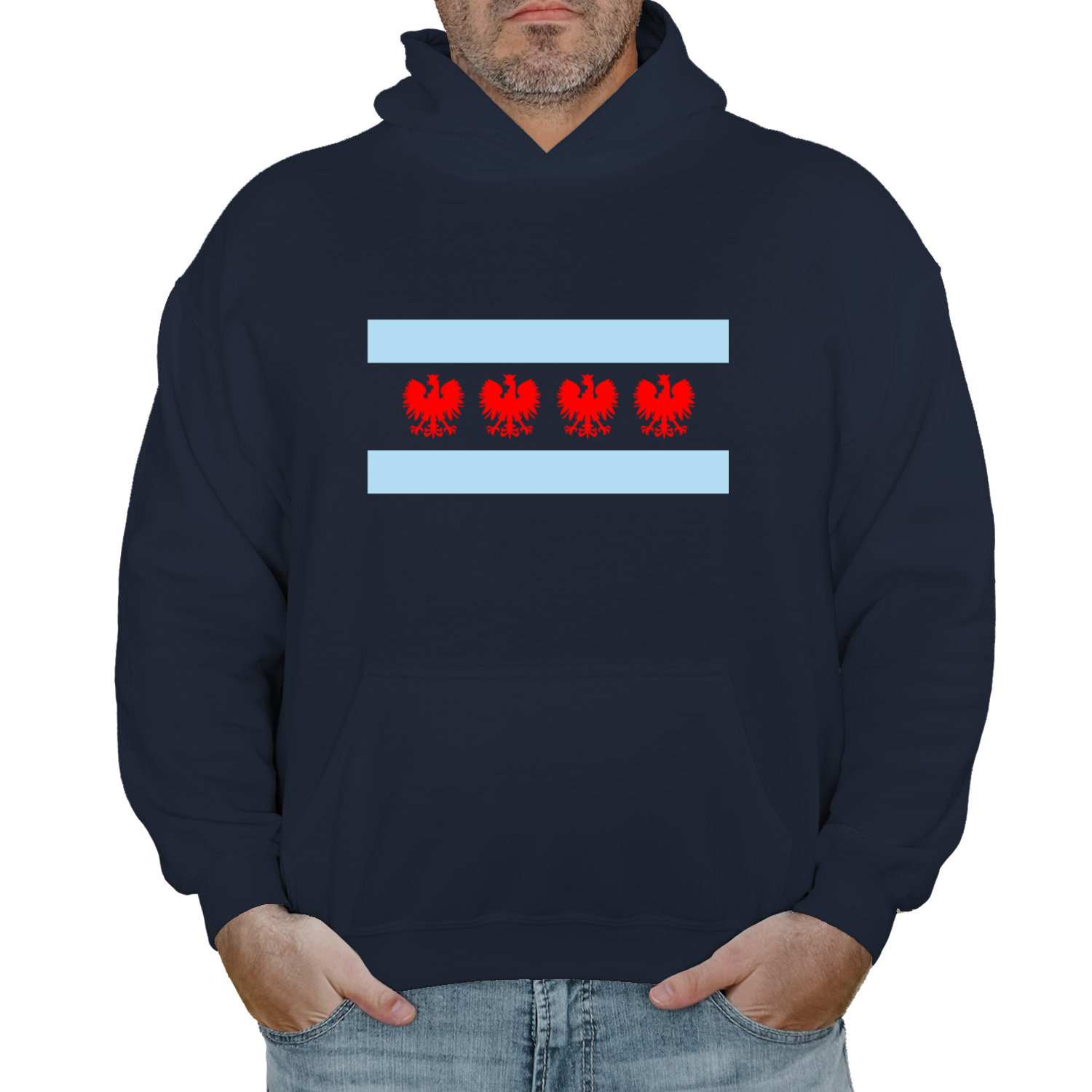 Chicago Flag Four Eagle Hoodie