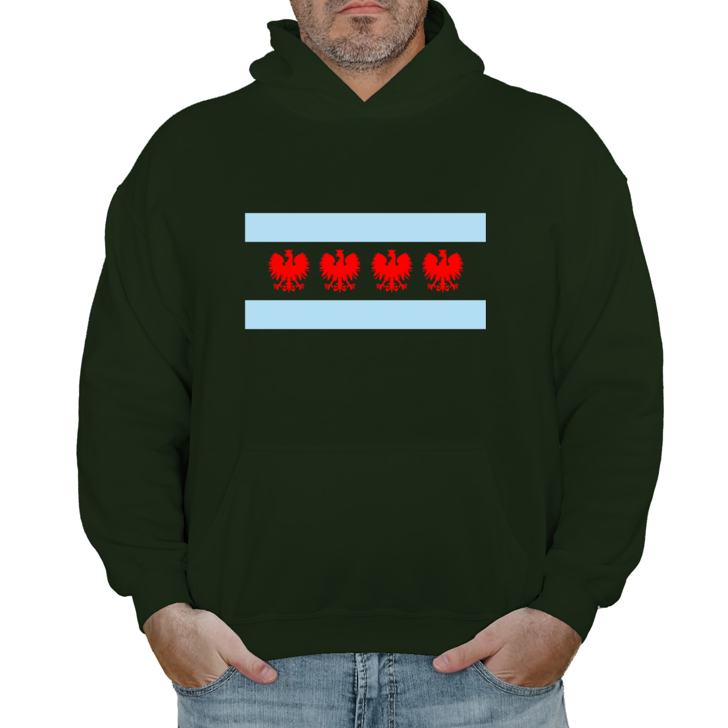 Chicago Flag Four Eagle Hoodie