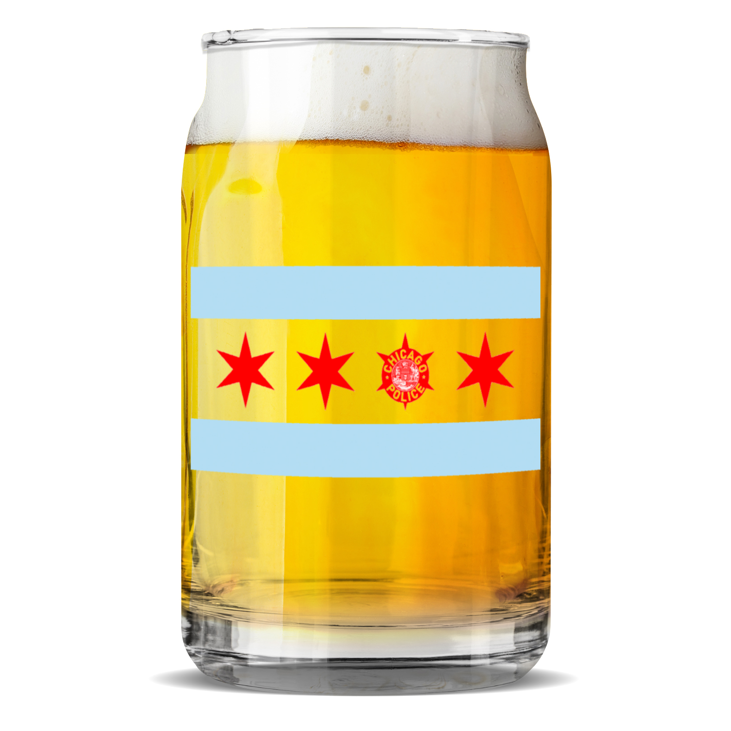 Chicago PD Flag Sculptured Drinking Glass