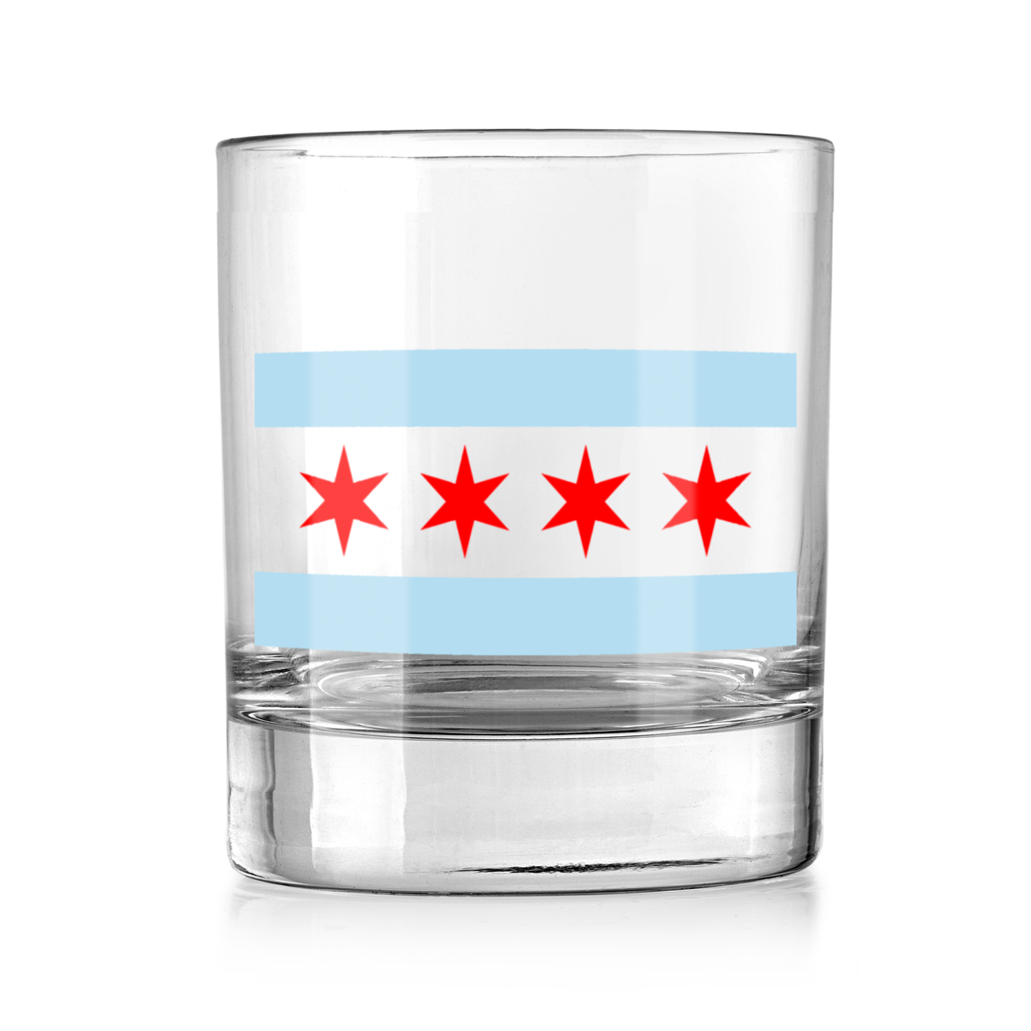 Chicago Flag Whiskey Glass