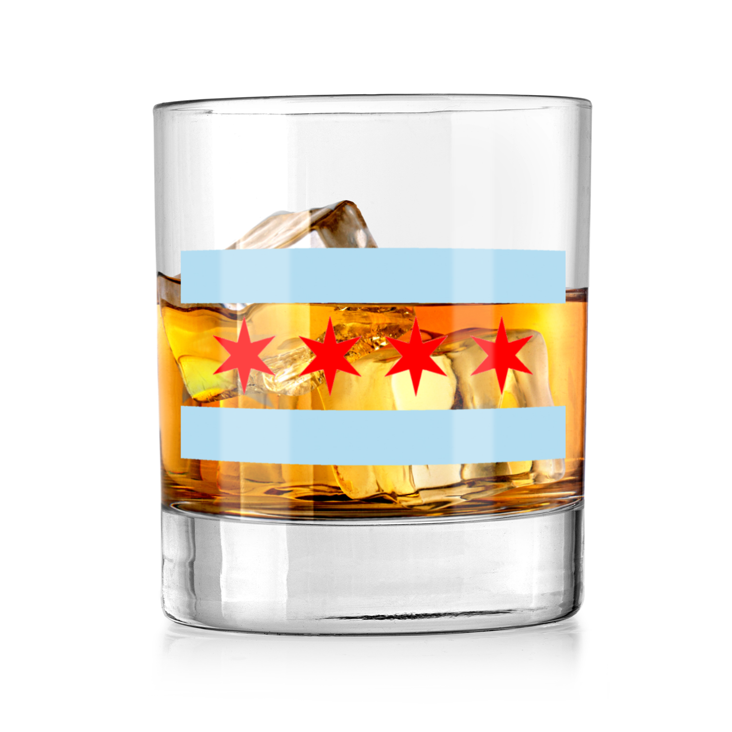 Chicago Flag Whiskey Glass