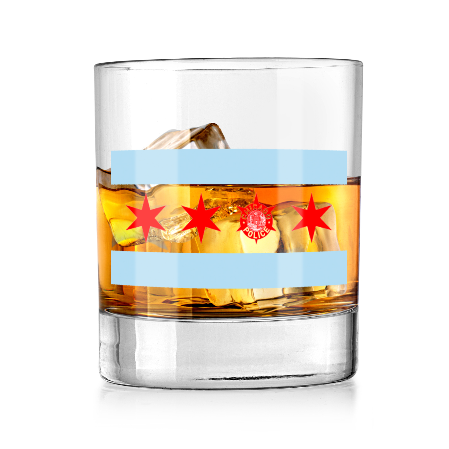 Chicago PD Flag Whiskey Glass