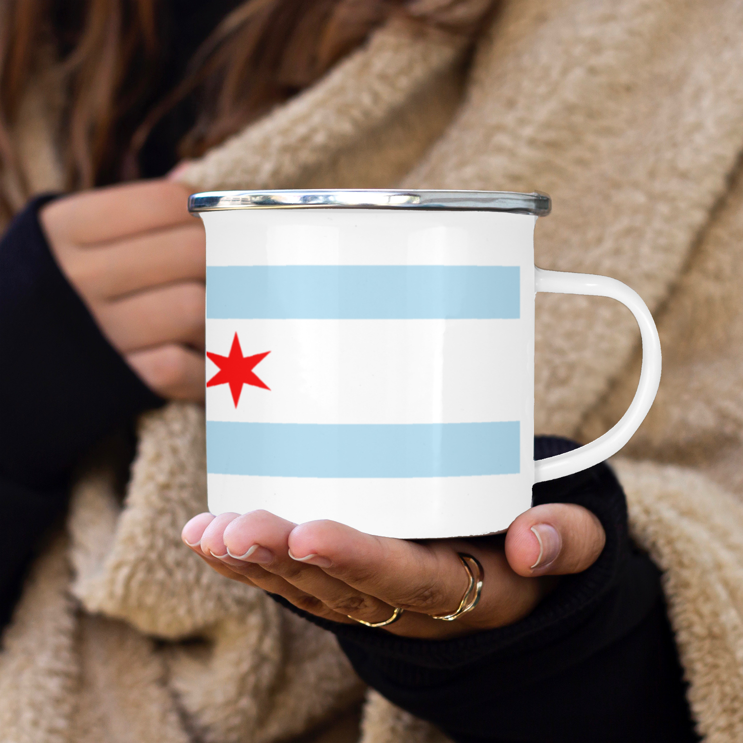 Chicago Flag Enamel Mug
