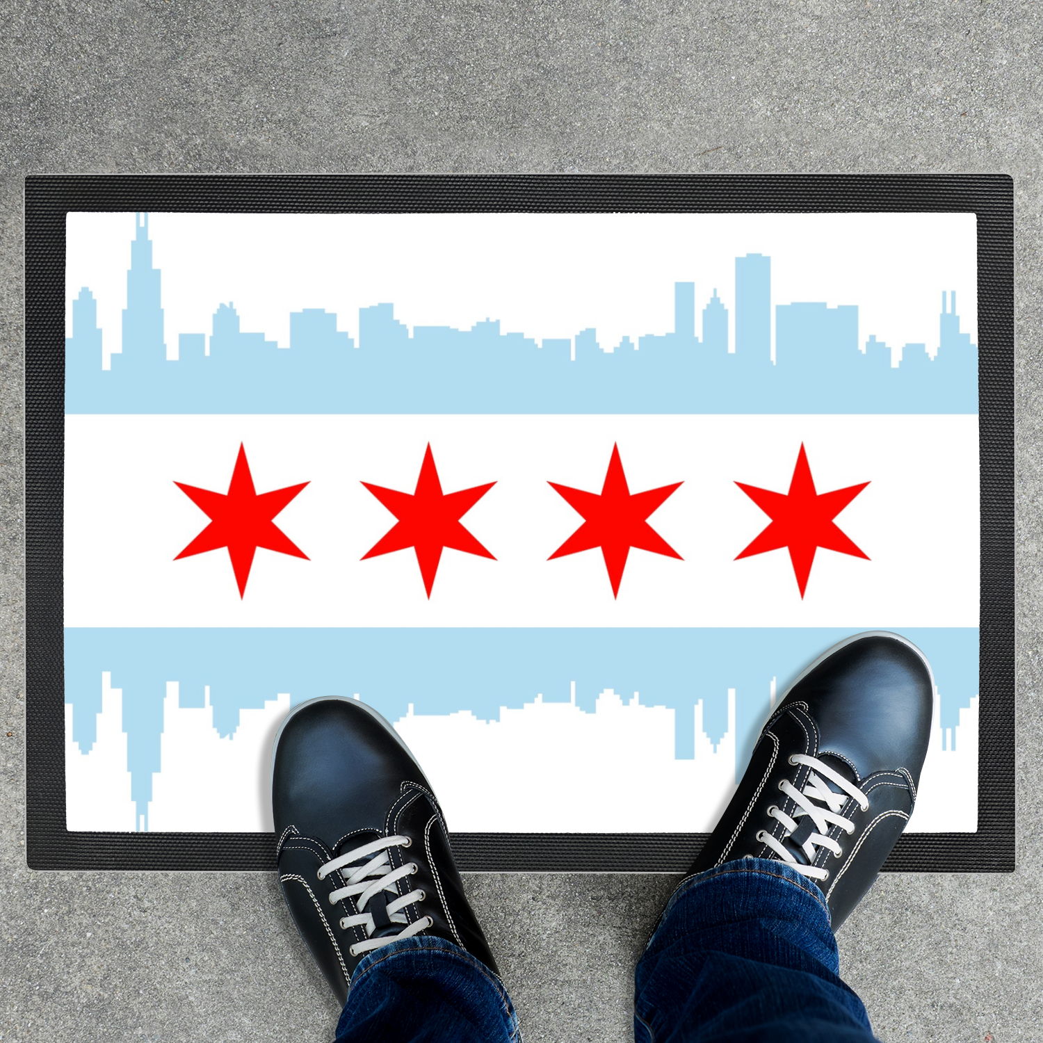 Chicago Skyline Flag Door Mat