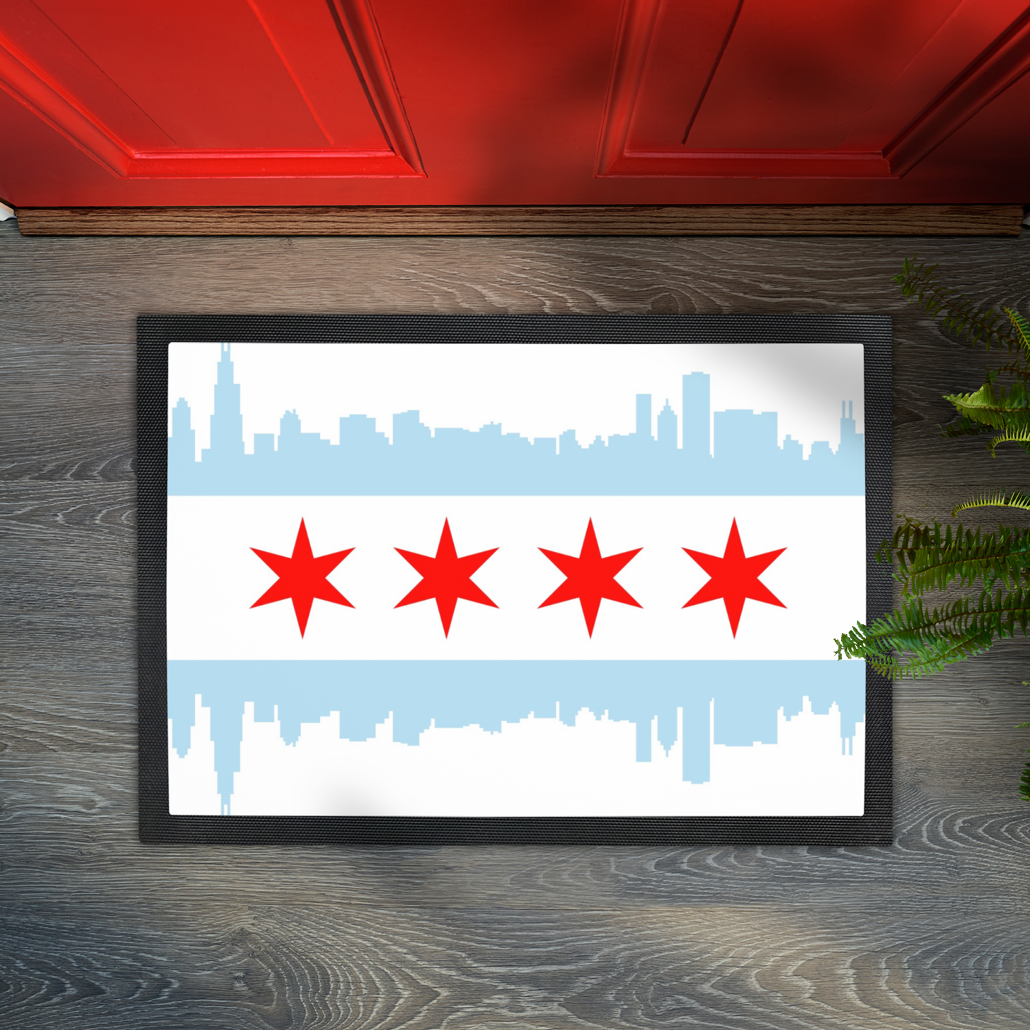 Chicago Skyline Flag Door Mat