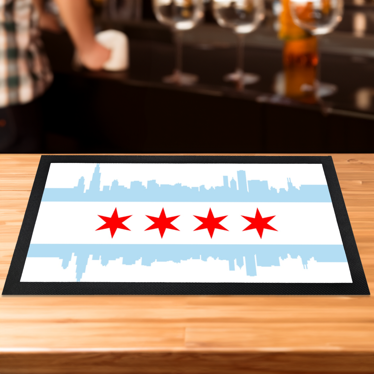 Chicago Skyline Flag Bar Mat