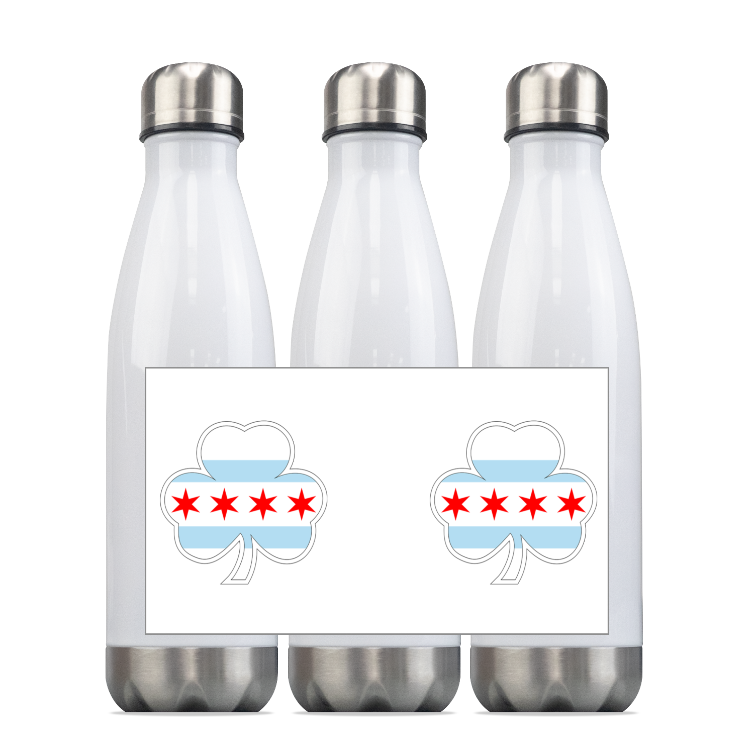 Chicago Flag Shamrock Steel Slim Water Bottle
