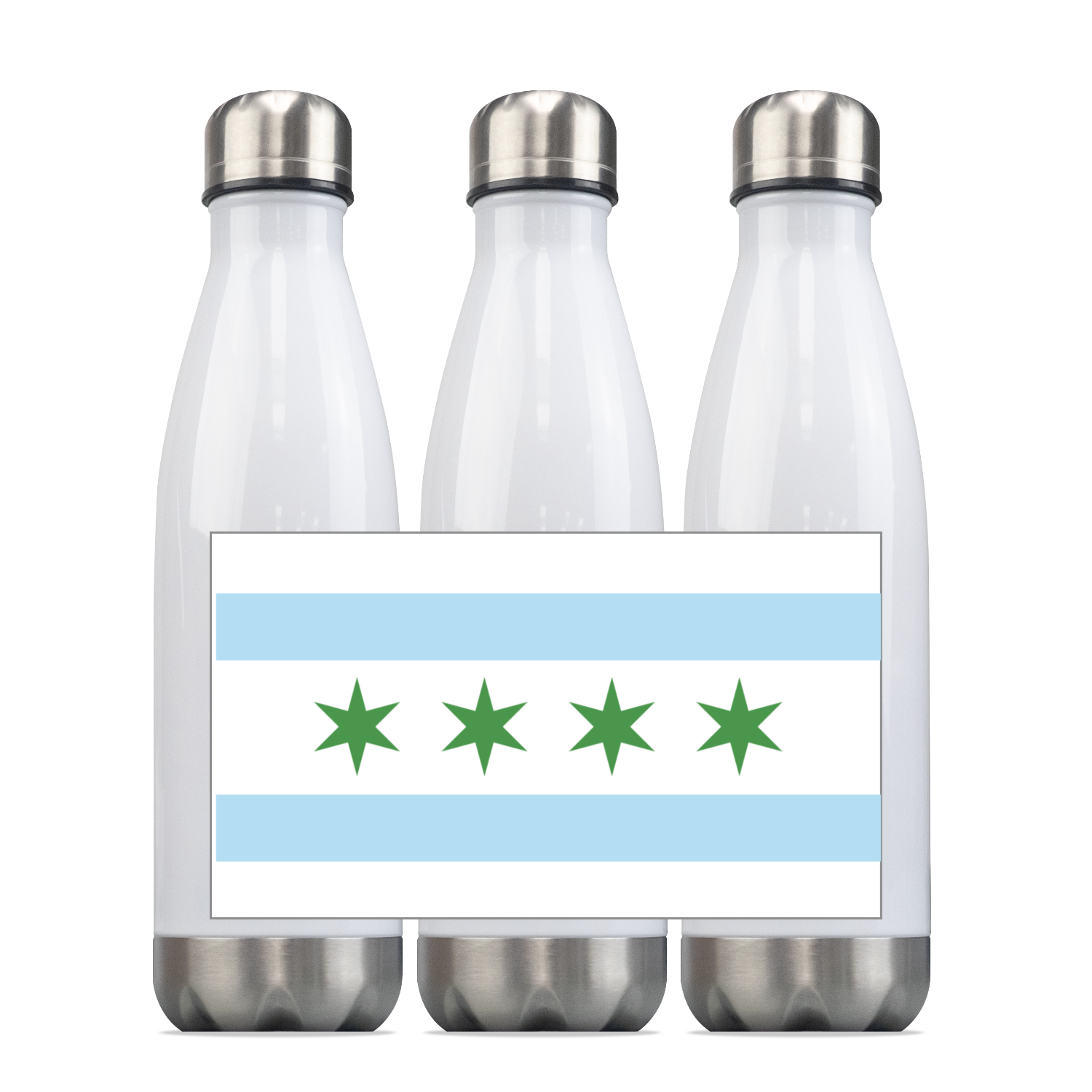 Chicago Flag St. Patty's Steel Slim Water Bottle