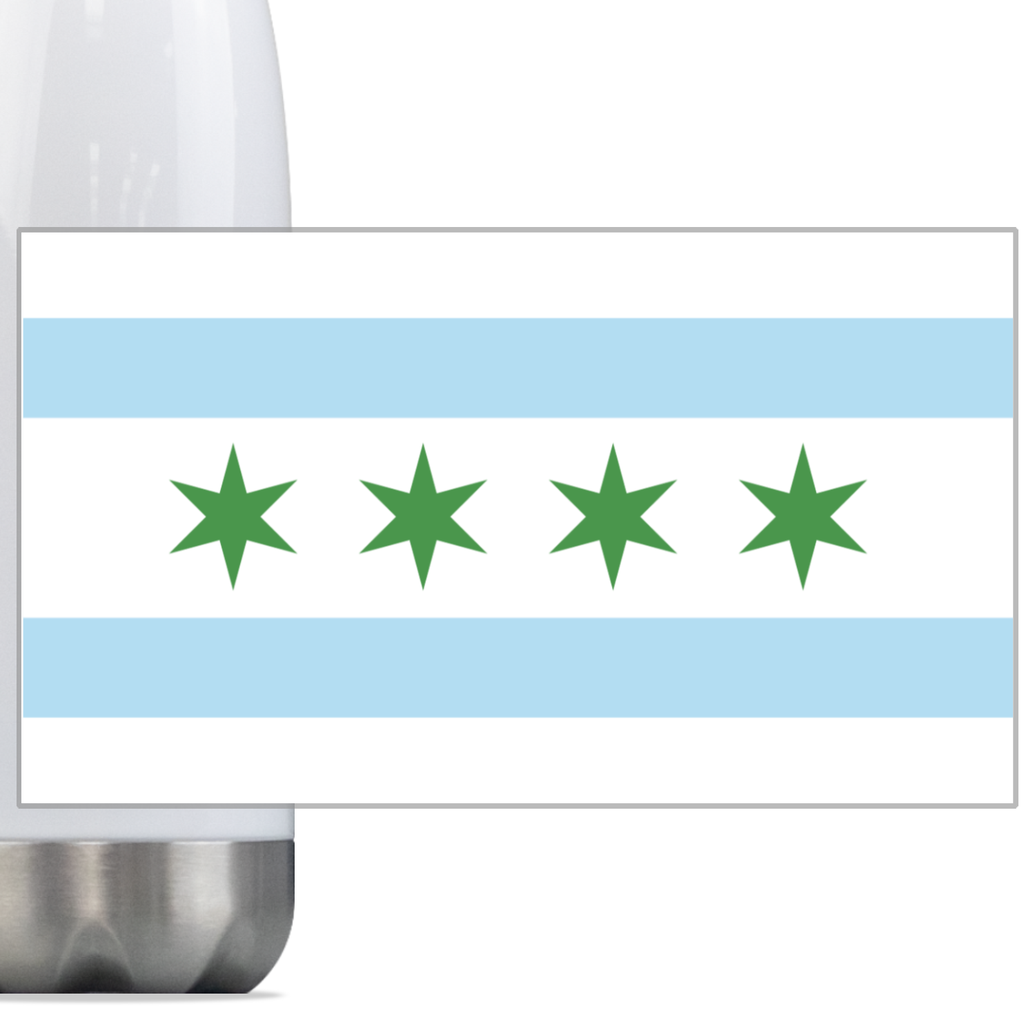 Chicago Flag St. Patty's Steel Slim Water Bottle