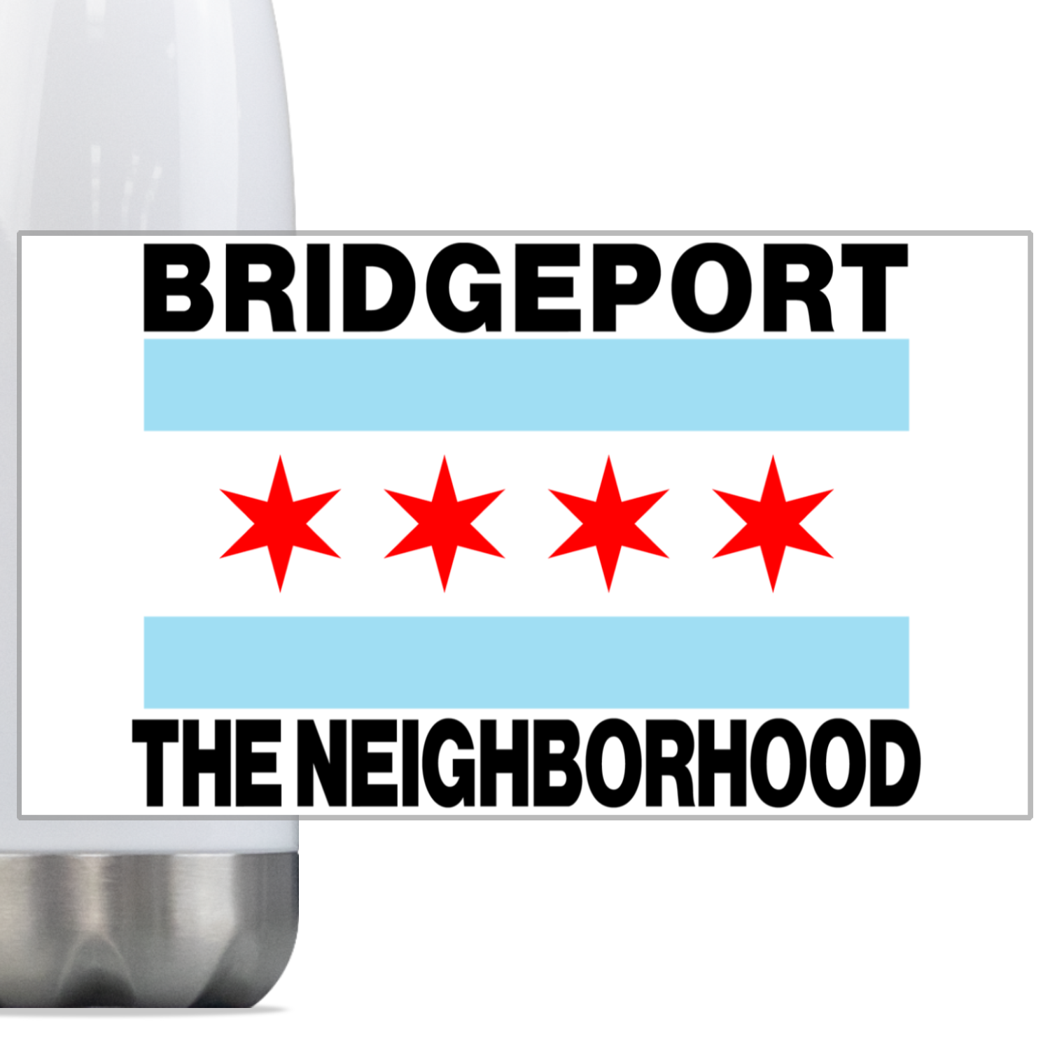 Chicago Flag Bridgeport Steel Slim Water Bottle