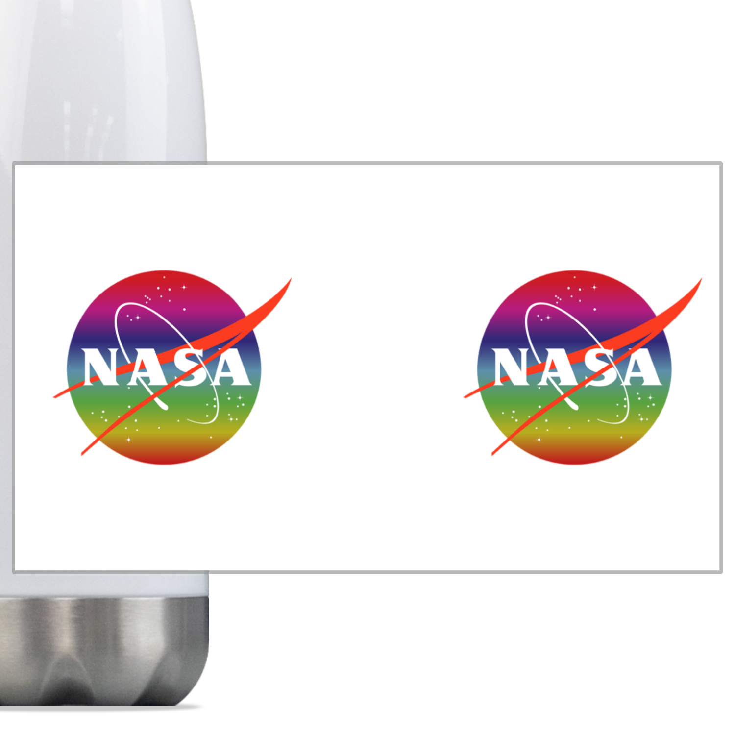 NASA Rainbow Steel Slim Water Bottle