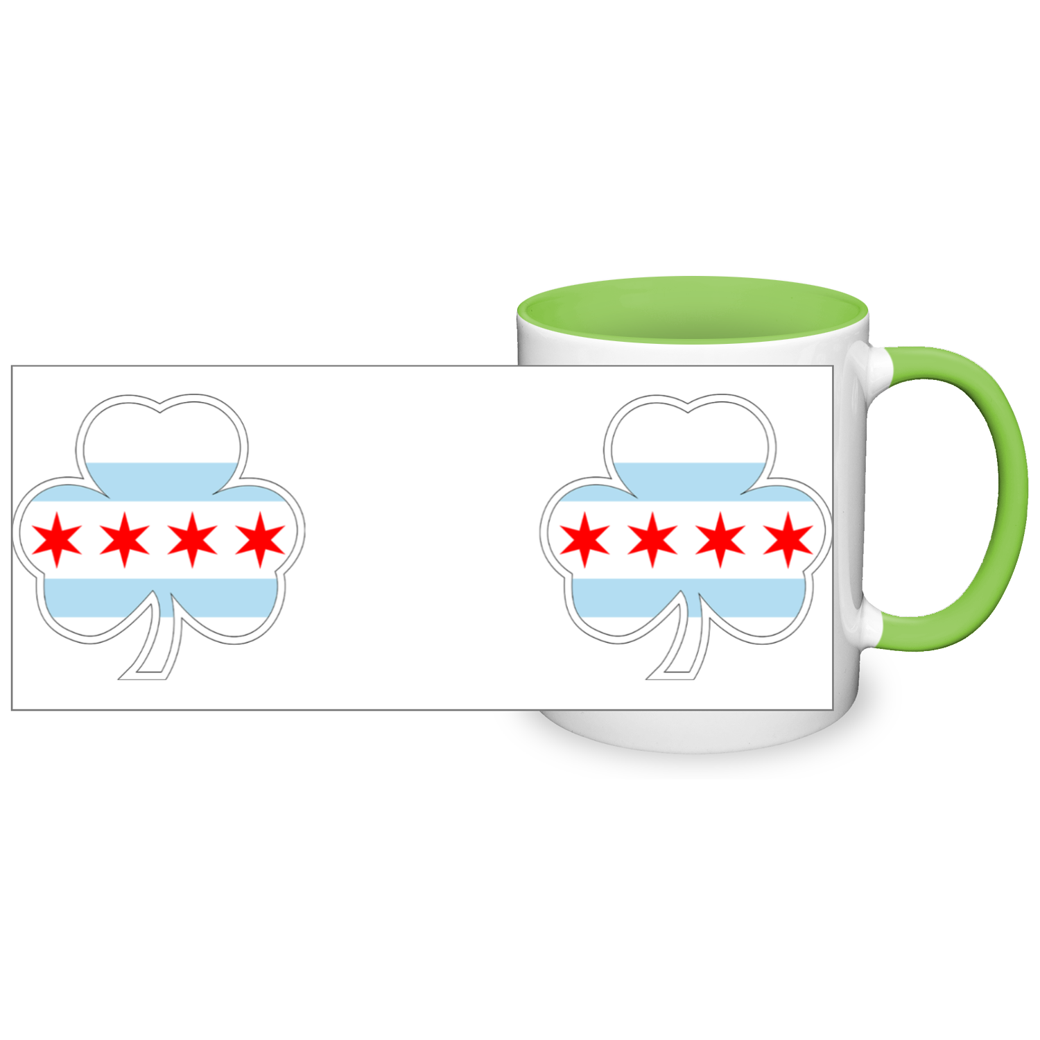 Chicago Flag Shamrock St. Patty's 11oz 2 Tone Mug