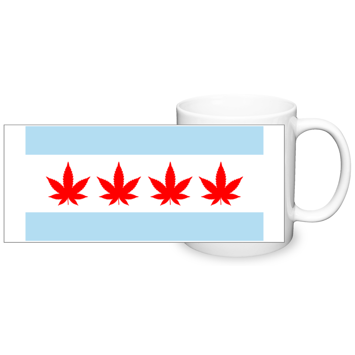 Chicago Flag Four Pot Leaf 11oz 2 Tone Mug