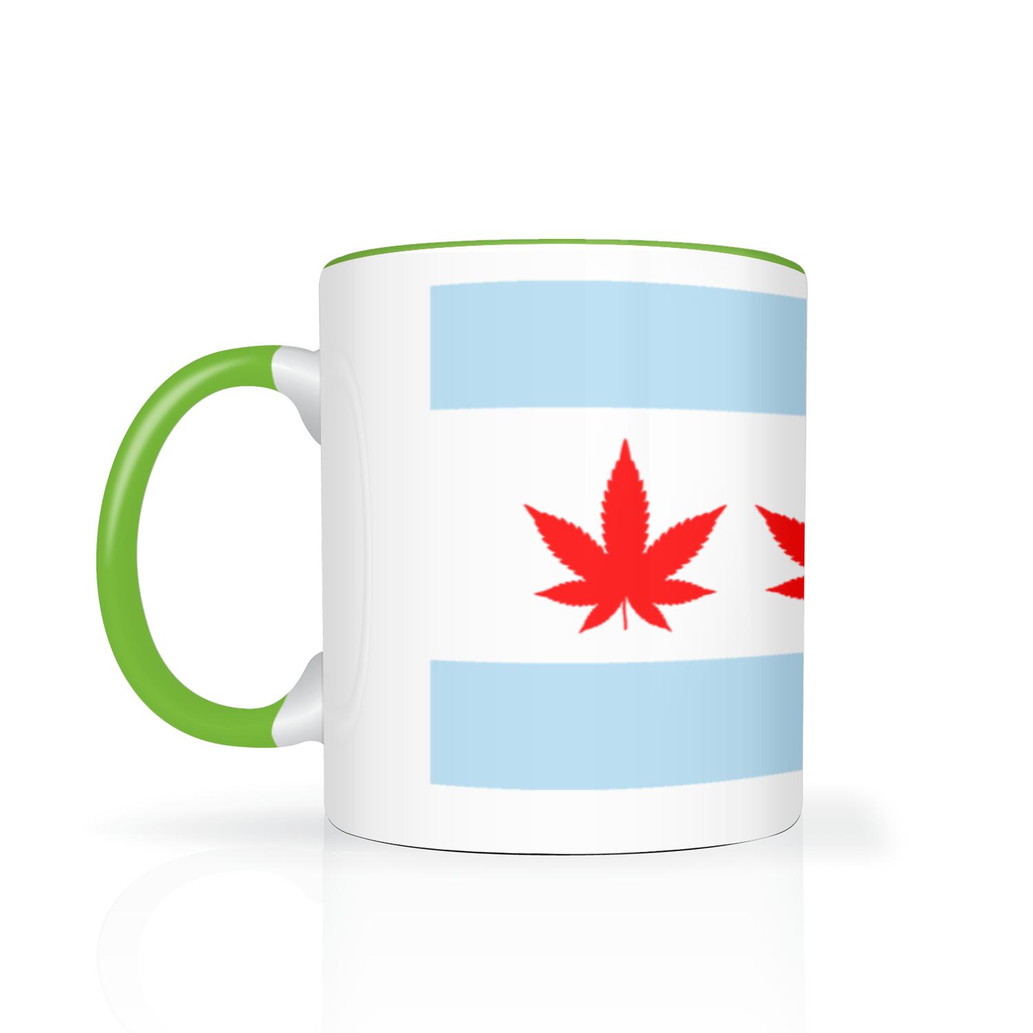 Chicago Flag Four Pot Leaf 11oz 2 Tone Mug